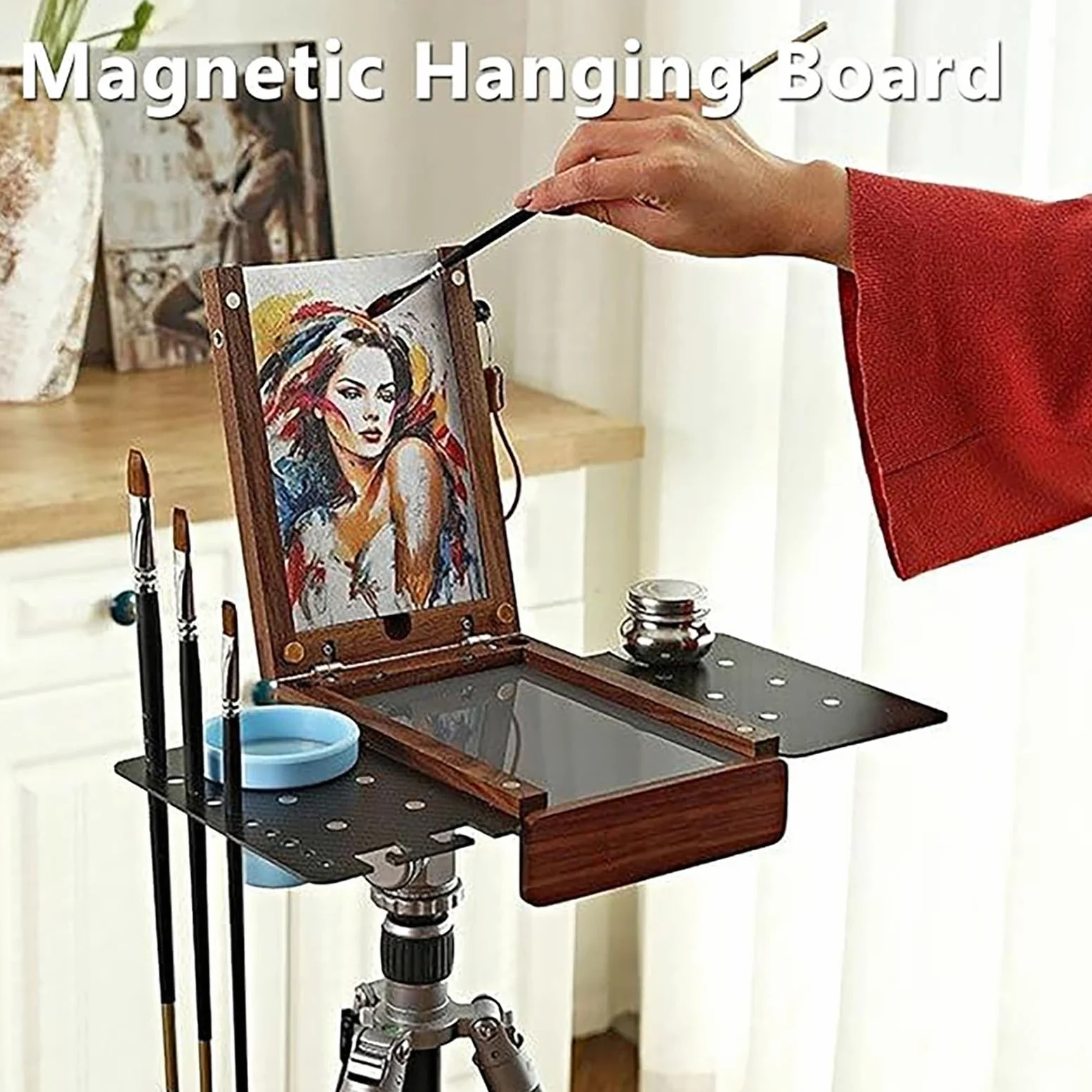 Caballete de aire plegable portátil con configuración rápida, compartimento de almacenamiento para bocetos, acuarela, pintura al óleo, artistas, estudiantes