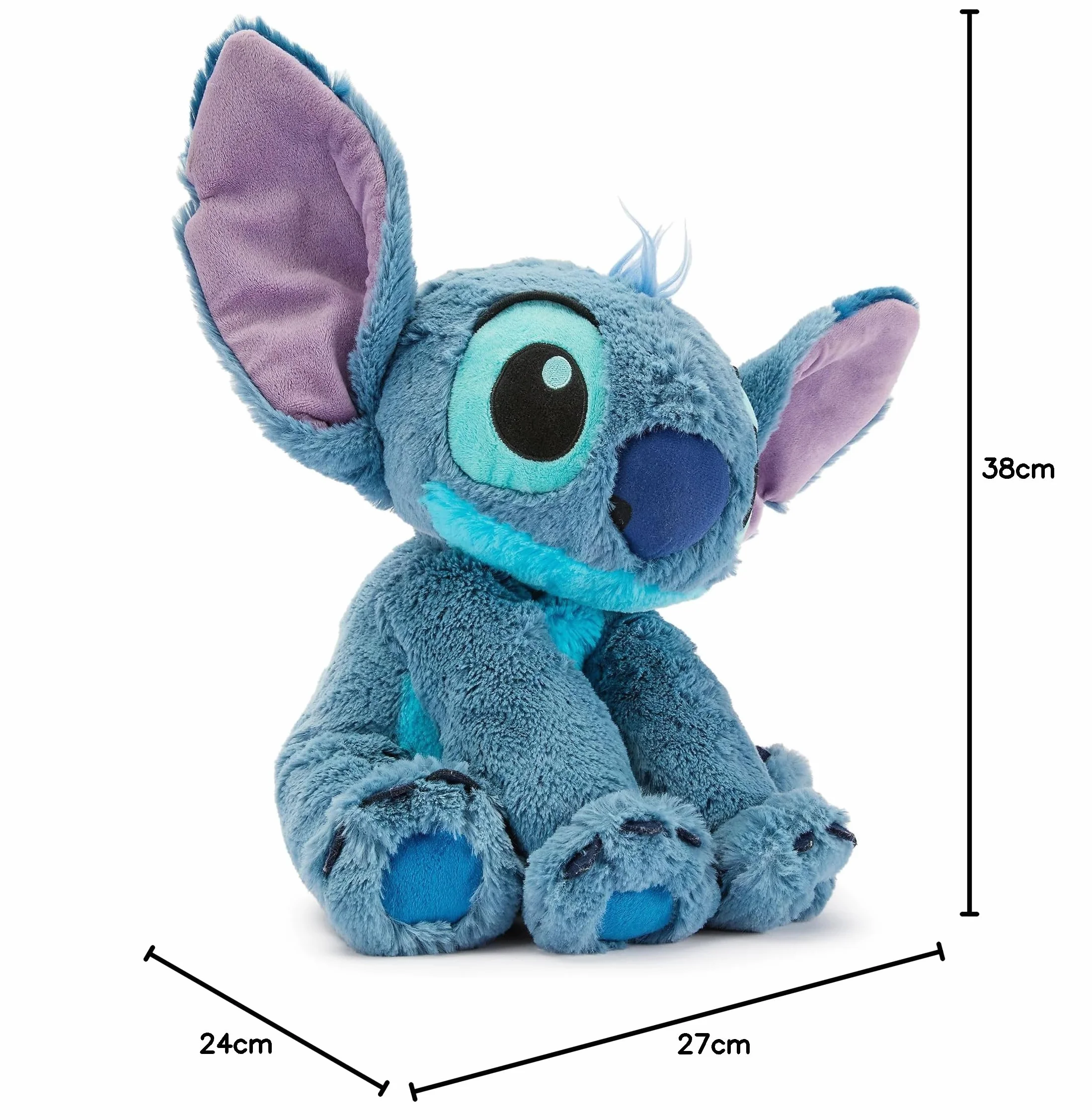 Disney Store Peluche Mediano Stitch 38 cm Textura Afelpada Detalles Bordados Orejas Flexibles