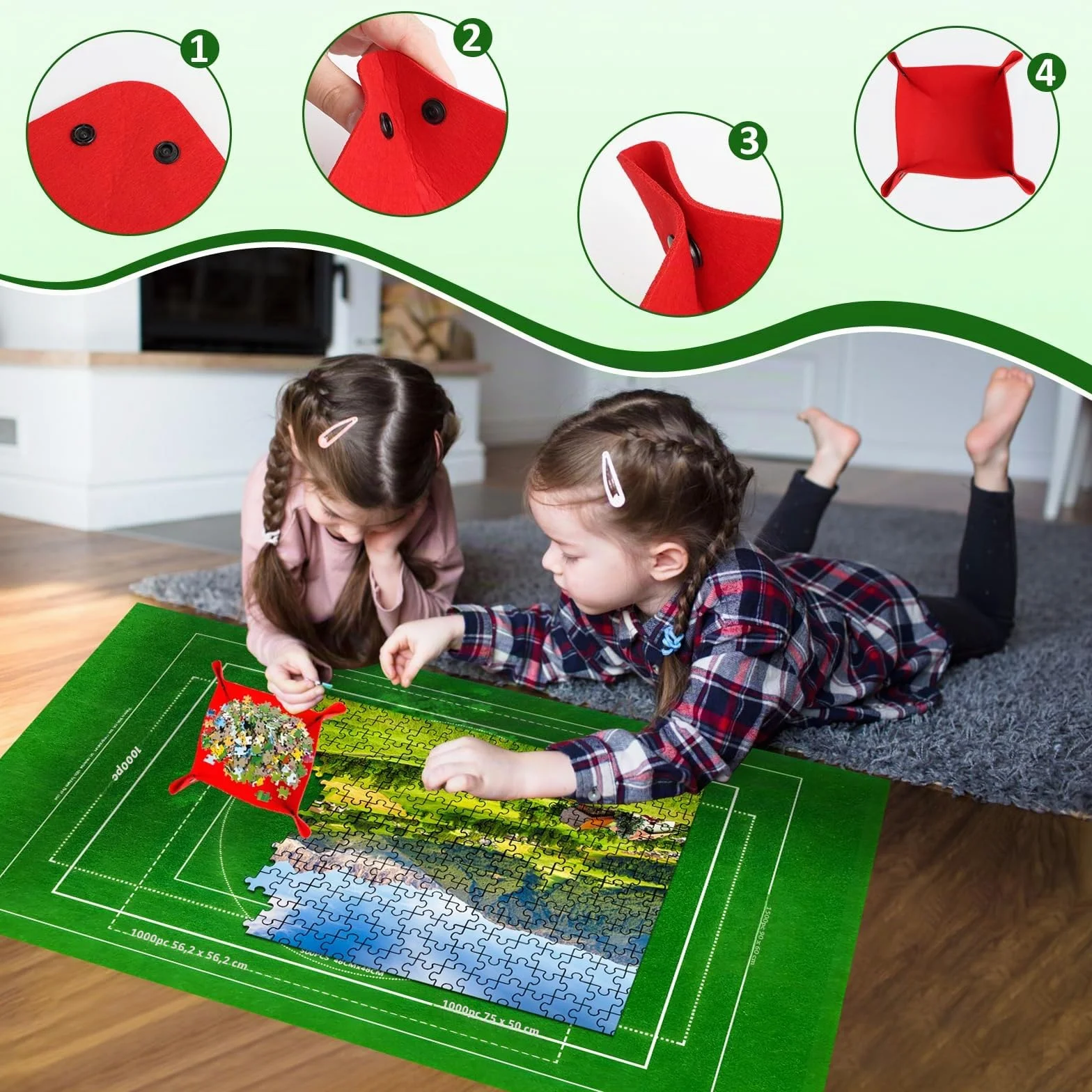 VFANDV Puzzle Mat, Fieltro Tapete Puzzle 500 1000 1500 Piezas, Estera de Rompecabezas Portátil 66 x 116 cm