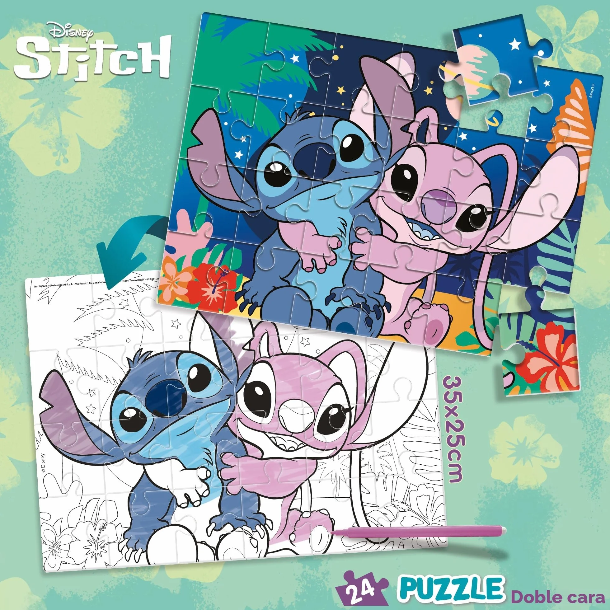 Puzzle DISNEY LILO & STITCH MaxiPlus 24 piezas doble cara para niños 3+ 25x35 cm