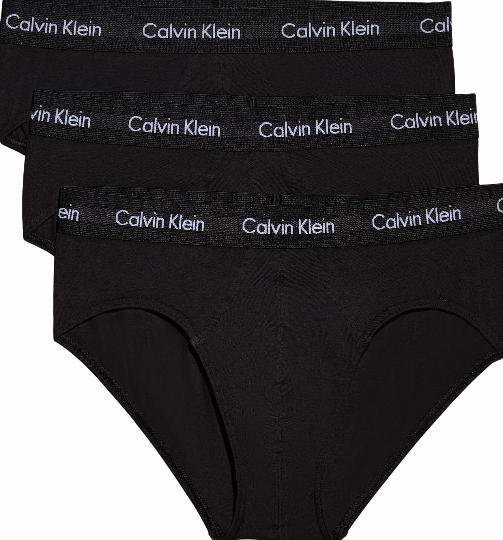 Calvin Klein Pack de 3 Calzoncillos Hip Brief para Hombre Algodón Elástico