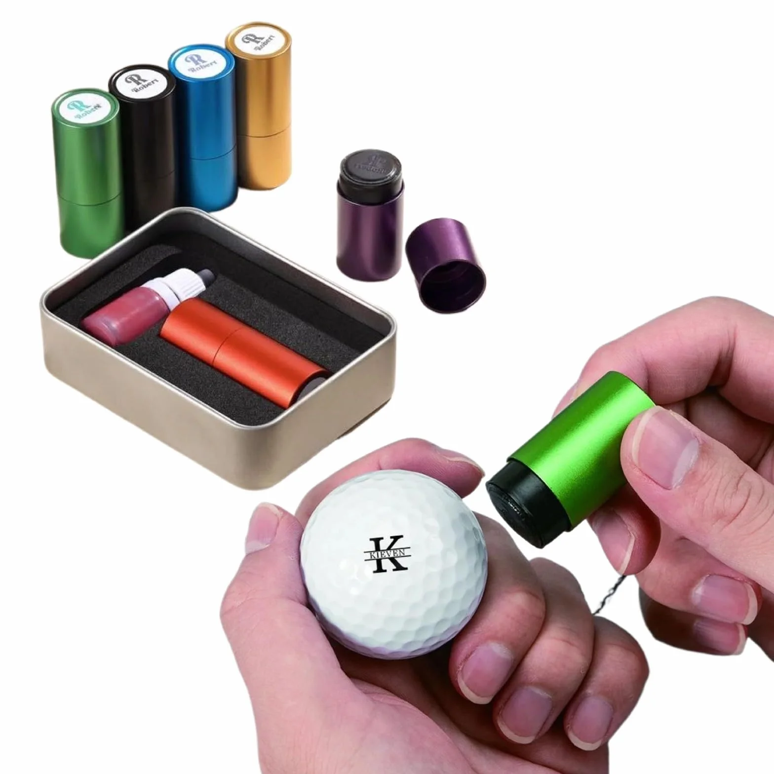 Sello de pelota de golf personalizado autoentintado con monograma para golfistas
