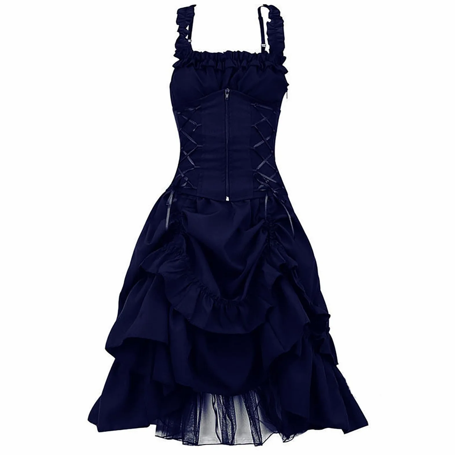 Generisch Disfraz de Halloween para mujer, disfraz de bruja, vestido gótico, vestido de patio, sin mangas
