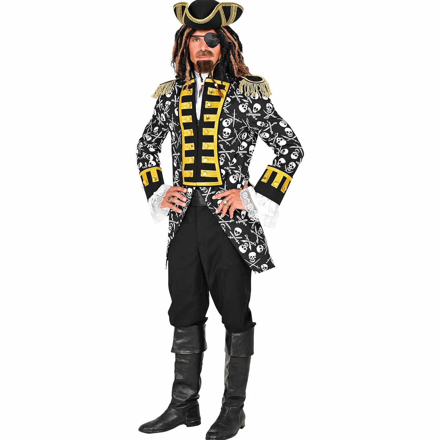 W WIDMANN MILANO Party Fashion - Traje de gala pirata para hombre | Frac estilo pirata, uniforme la guardia, complemento para disfraces de corsarios, capitanes, Carnaval y fiestas temáticas
