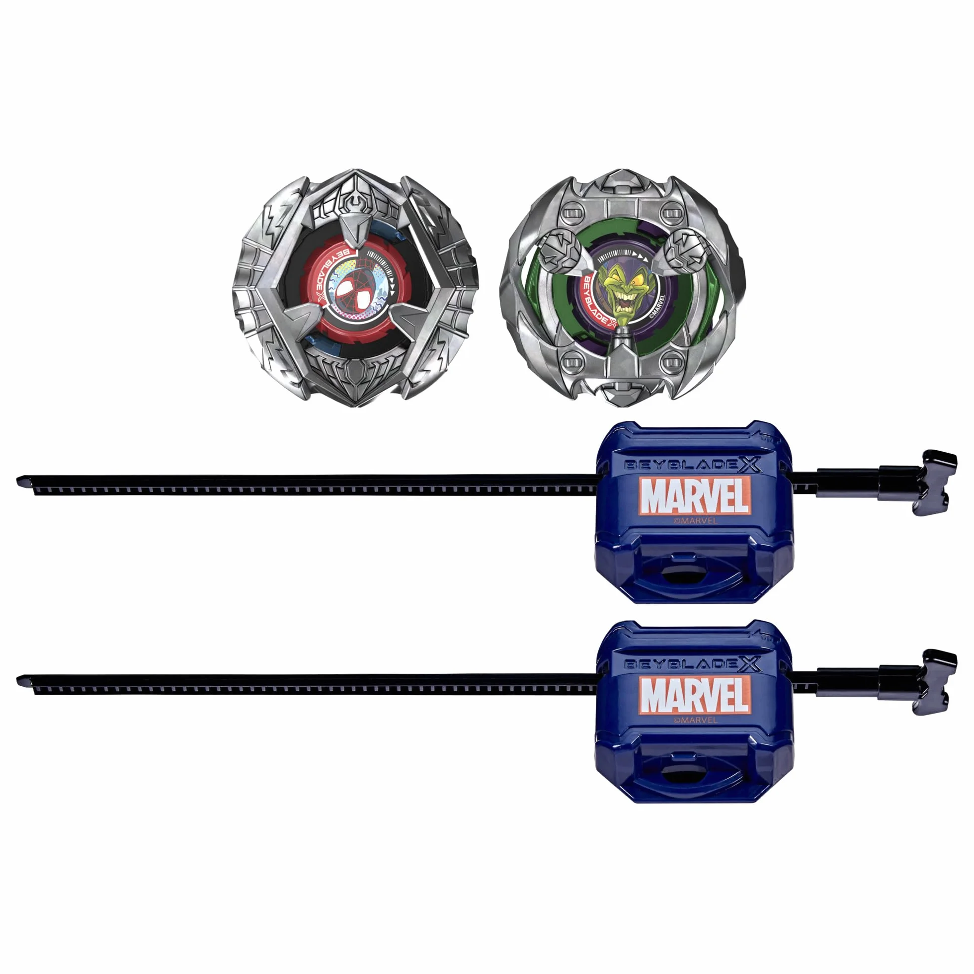 Colaboración Beyblade X y Marvel, Miles Morales 1-60GN vs. Green Goblin 9-80HT