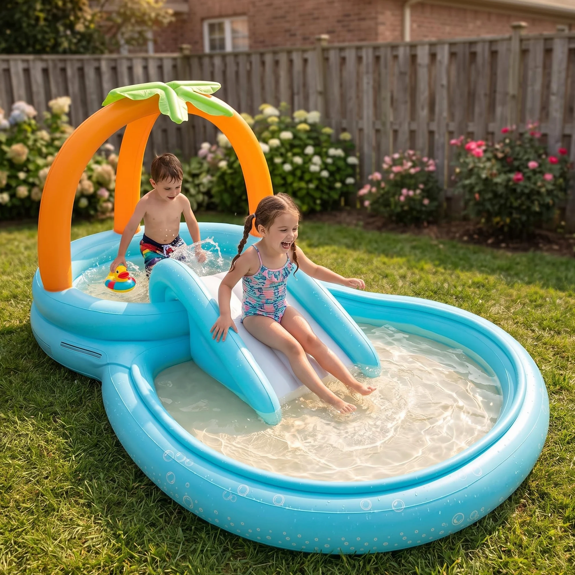 Piscina Hinchable Infantil: Centro Juegos Acuático PVC para Niños 4 a 6 Años