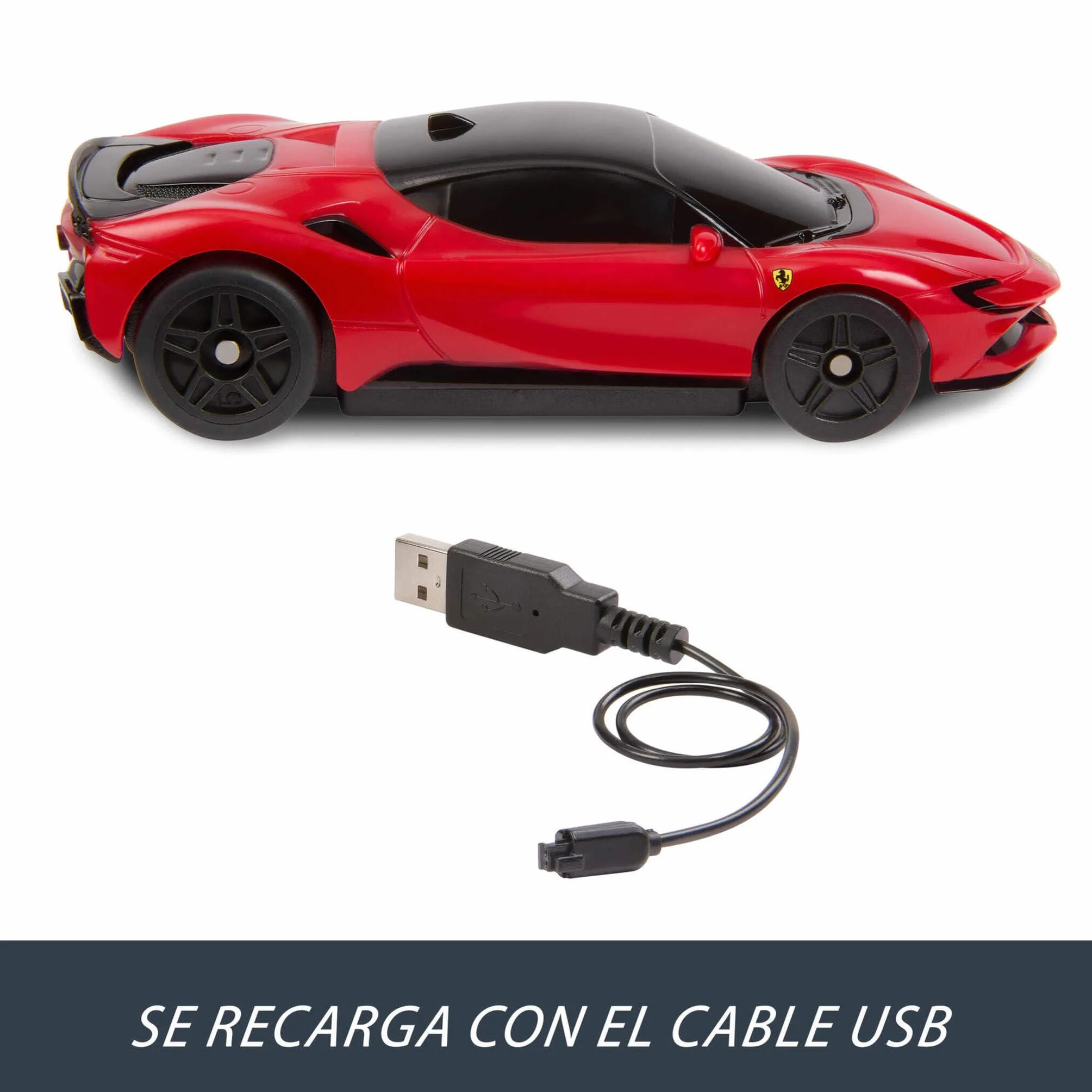 Hot Wheels RC Ferrari SF90 Stradale Assetto Fiorano Coche de Juguete teledirigido a Escala 1:64, Corre Dentro y Fuera de la Pista, botón de aceleración para Aumentar la Velocidad, JGD09