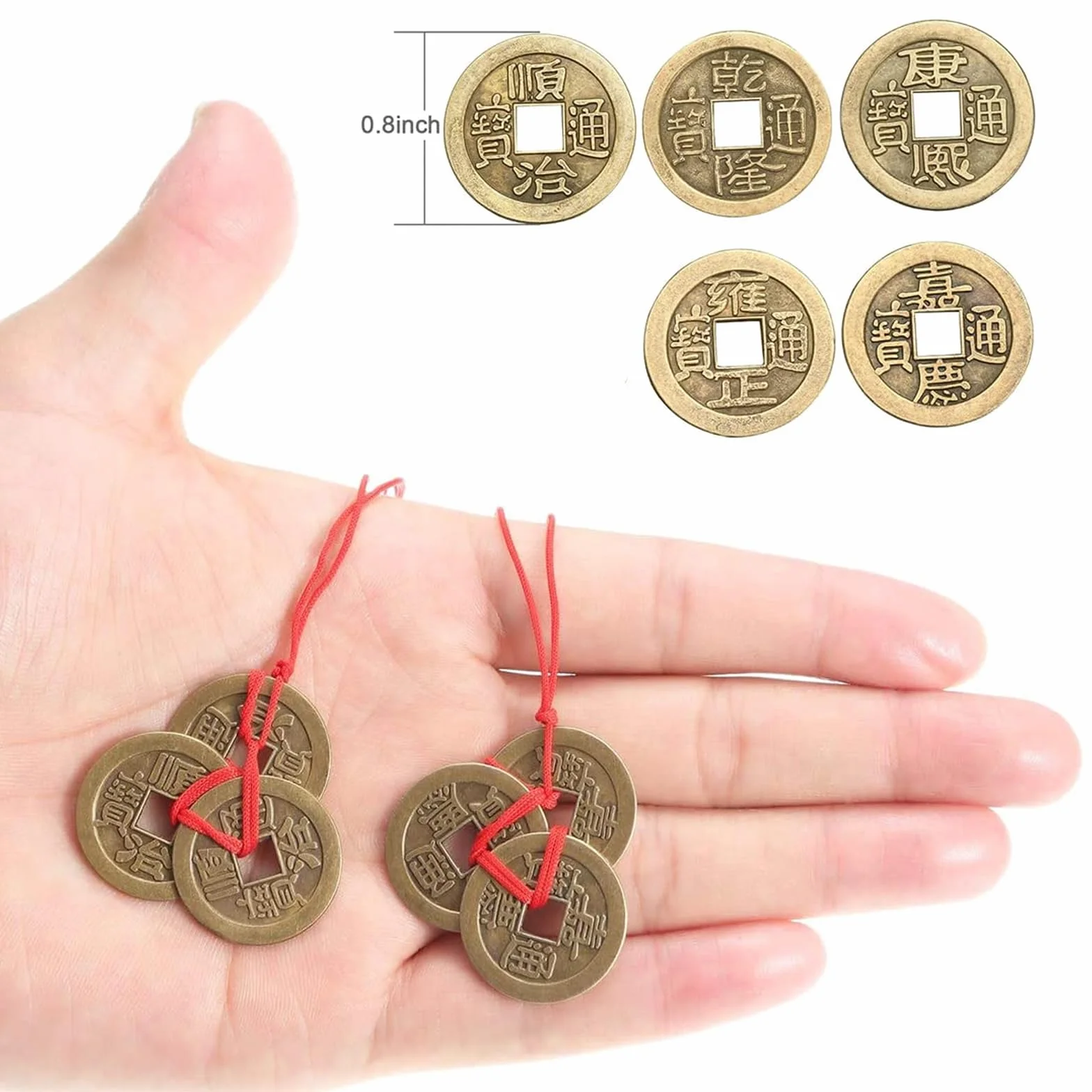 50 Piezas Monedas Feng Shui Chinas Moneda de la Fortuna de la Buena Suerte Monedas I-Ching para la Salud y la Riqueza, 2 cm