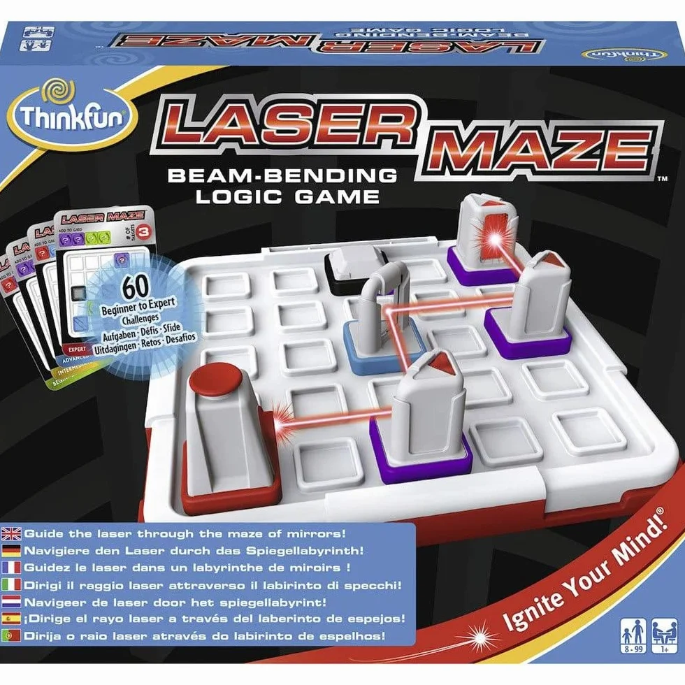 ThinkFun - Lazer Maze, Juegos de Mesa Niños 8 Años o Más, Rompecabezas Niños, Juego Mesa 60 Desafíos, Circuito Canicas, Laberinto de Lógica, Juegos Educativos