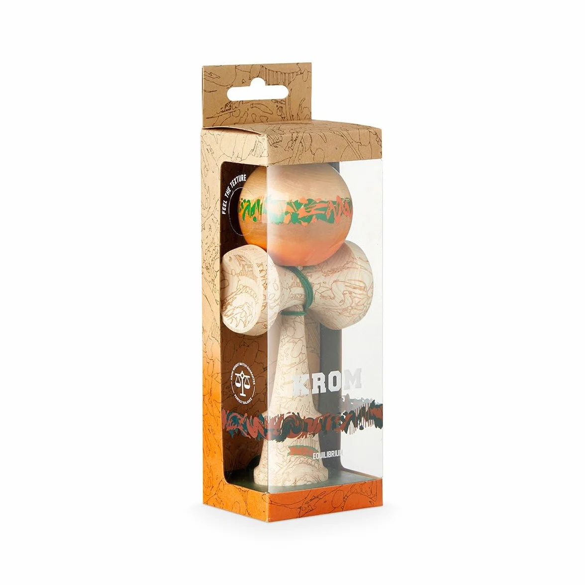 KROM Kendama Unity Equilibrium – de Madera de Arce para Principiantes y avanzados – Juego de Habilidad para Exteriores e Interiores – Juguete de Madera con Cuerda y Pelota – Kendama Skilltoy – Juego
