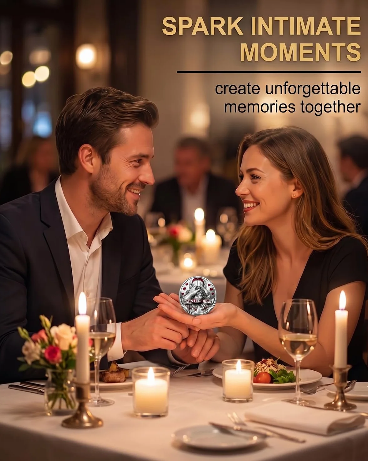 Moneda de Desafío para Parejas 1 Unidad Moneda Conmemorativa con Relieve 3D Regalo Divertido para Parejas Decisión Romántica Momentos Lúdicos San Valentín Aniversario