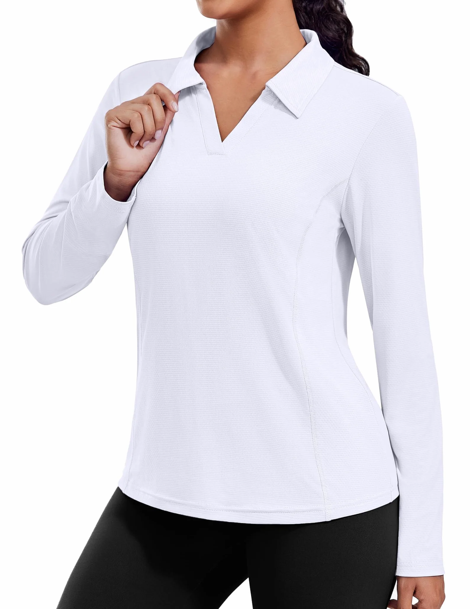PINSPARK Polo Manga Larga Cuello V Mujer Protección Solar UPF 50 Secado Rápido Transpirable Gimnasio Correr