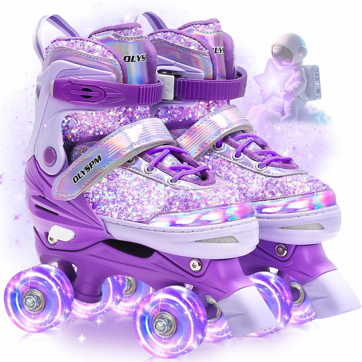 Patines 4 Ruedas Luminiscentes Ajustables con 8 Ruedas Brillantes para Niños