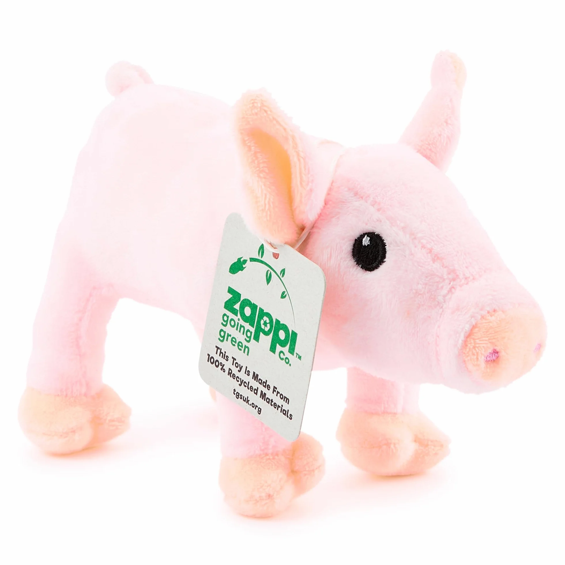 Zappi Co Peluche de Cerdito 100% Reciclado (14cm de Largo) Colección de Animales Suaves, acogedores y ecológicos para el Primer niño recién Nacido