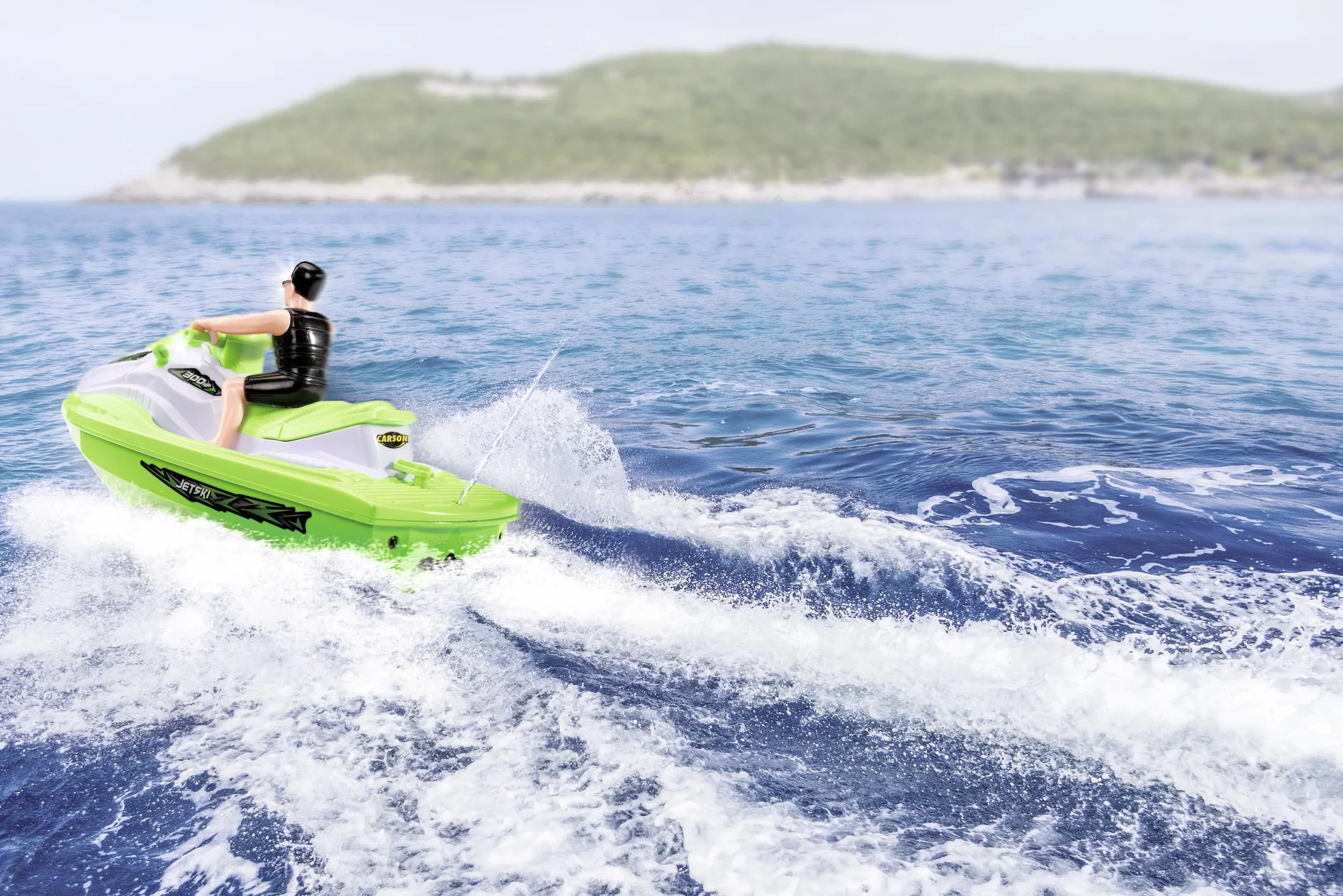 Carson Jetski 2.4GHz RTR - Barco teledirigido para niños y Adultos, Incluye Mando a Distancia, Color Verde