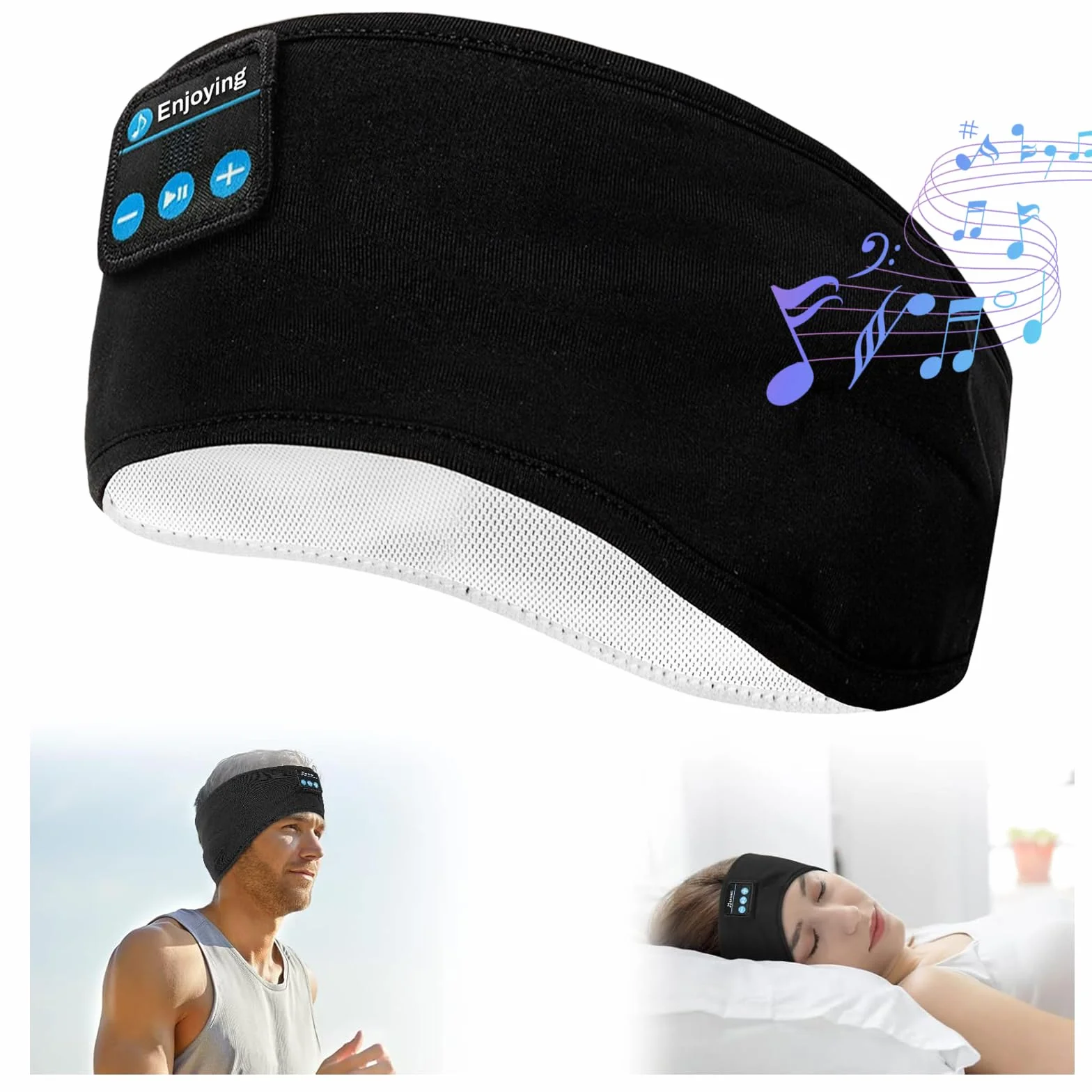 Auriculares para Dormir Bluetooth 5.4, Diadema Deportiva Antifaz, Música, Correr (Negro)