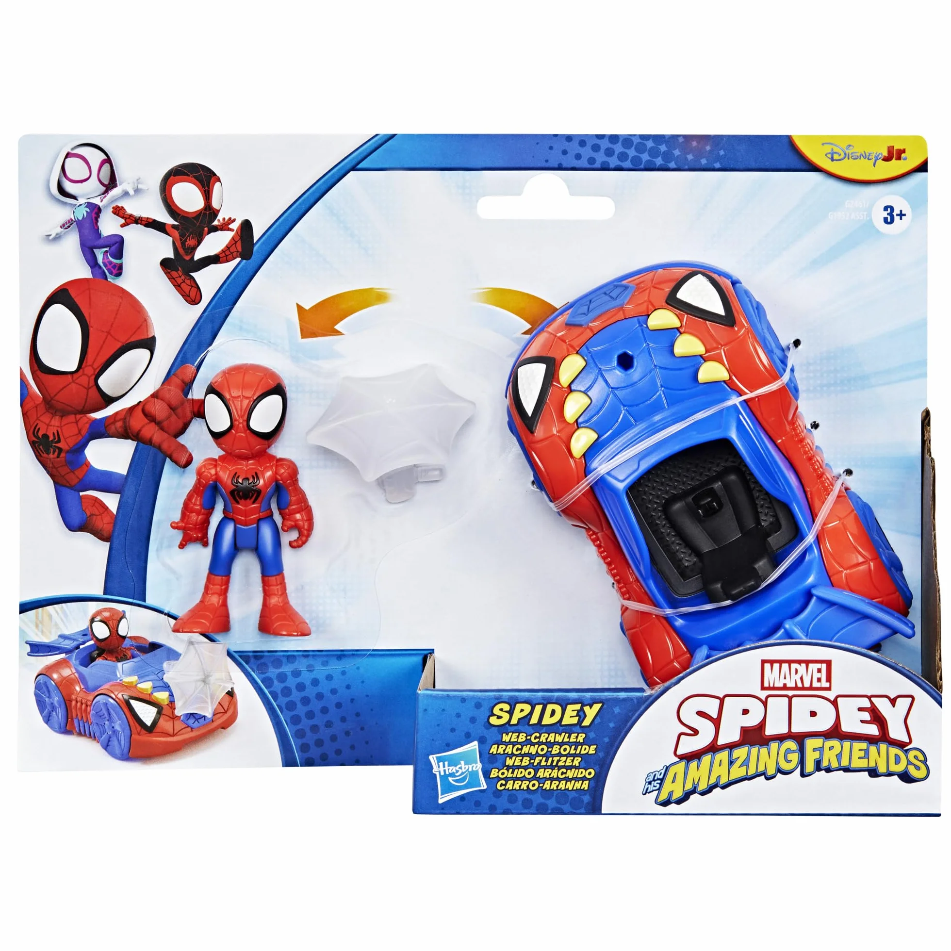 Marvel Spidey and His Amazing Friends, Bólido arácnido, Figura de acción y Coche de Juguete