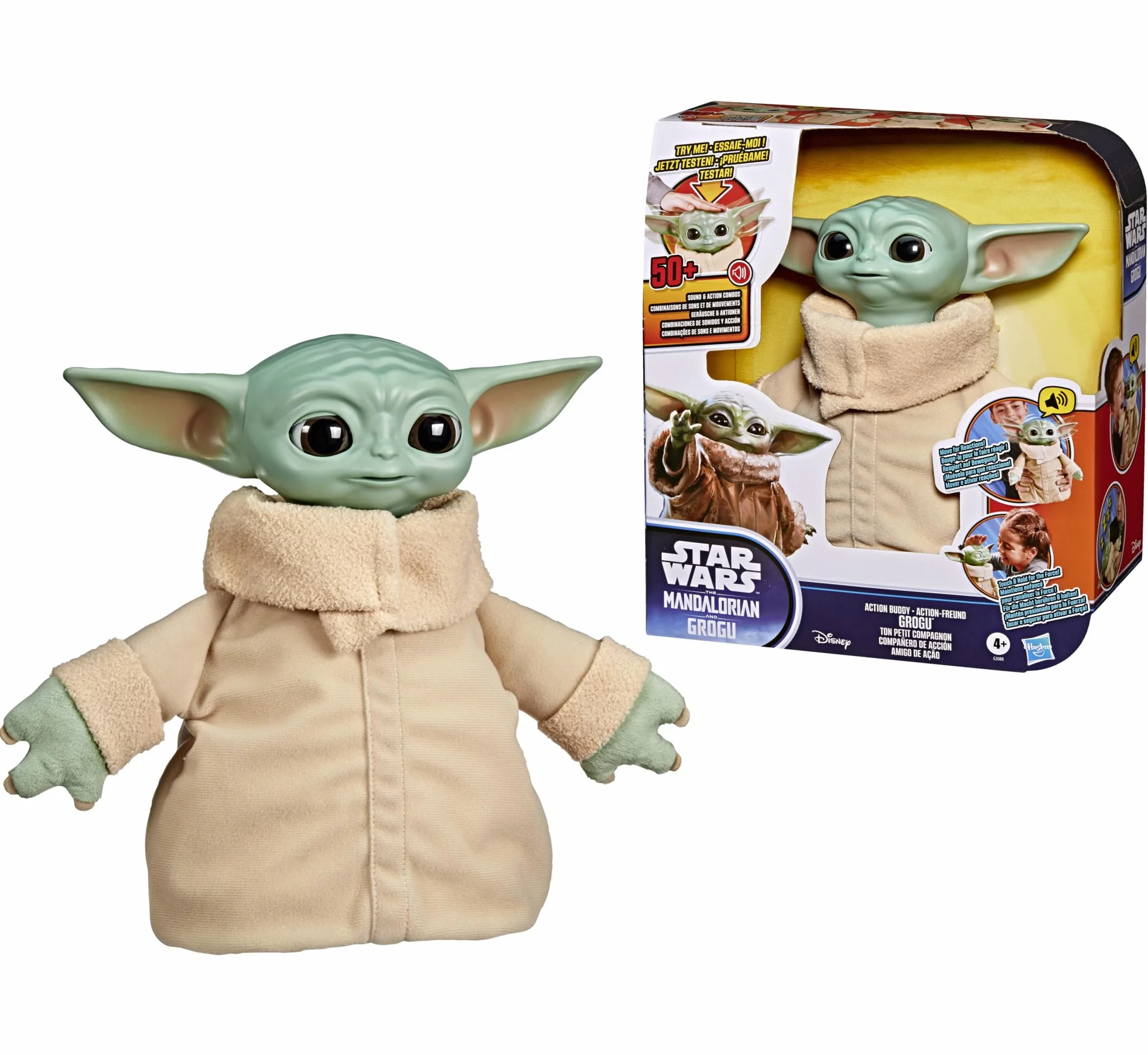 Star Wars, Grogu Compañero de acción, Peluche animatrónico Interactivo de 25 cm, The Mandalorian & Grogu, Juguetes para niños y niñas a Partir de 4 años