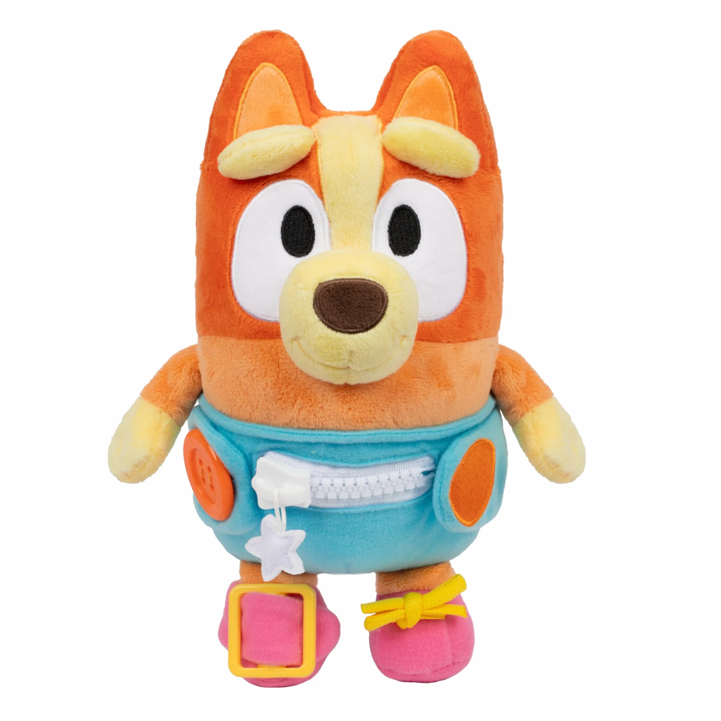 Bluey Bingo Bebé para Vestir y Jugar: Practica Las Habilidades motoras Finas vistiendo a Bingo Bebé, un Peluche Supersuave de 25,4 cm con Botones, Cremallera, Hebilla y Cordones