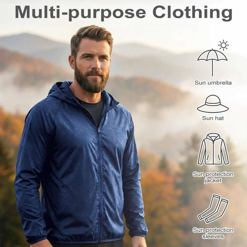 Chaqueta Deportiva Hombre Impermeable Ligera Cremallera Chubasquero Running