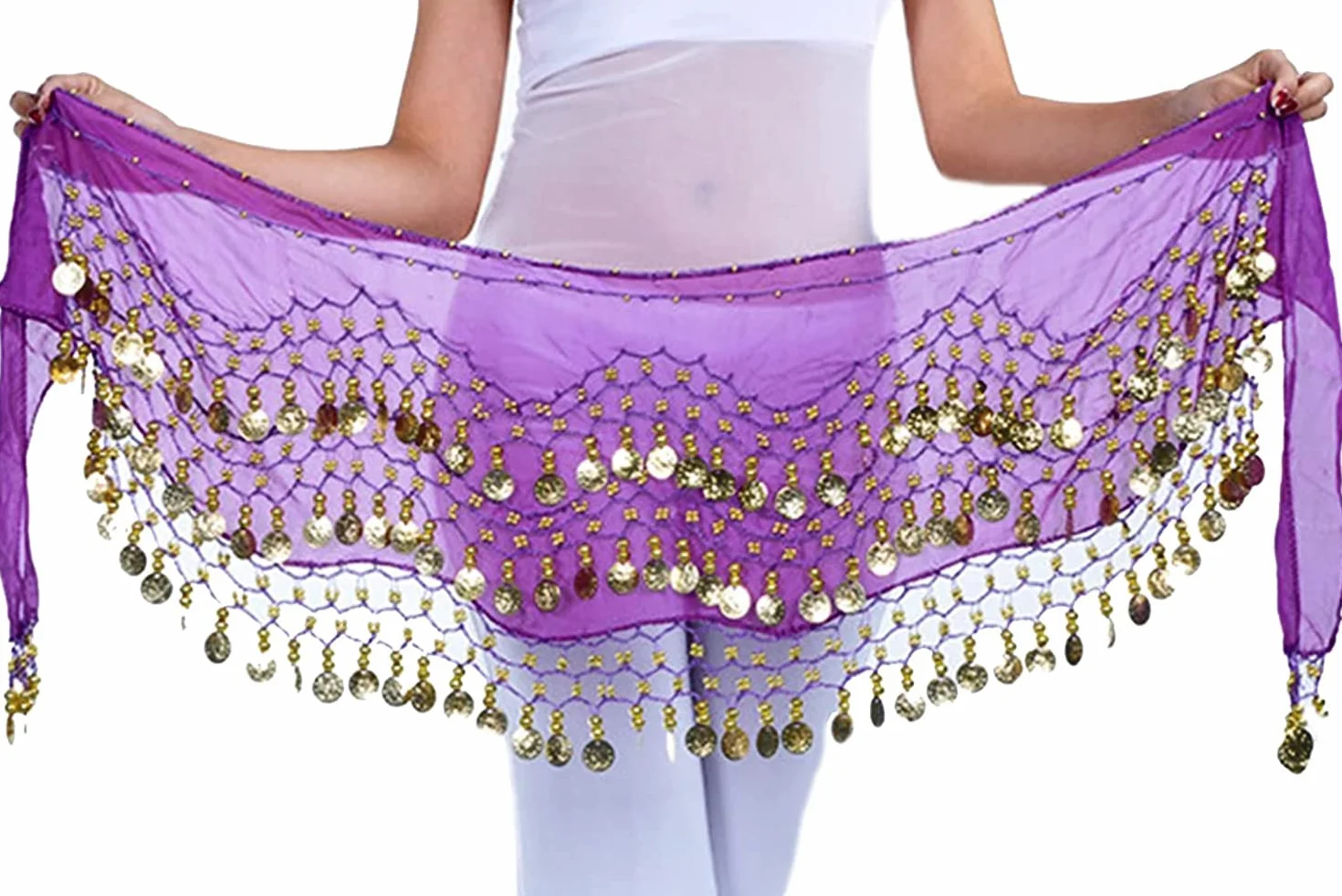 Carnavalife Pañuelo Danza del Vientre Falda Cinturón con Monedas Lentejuelas