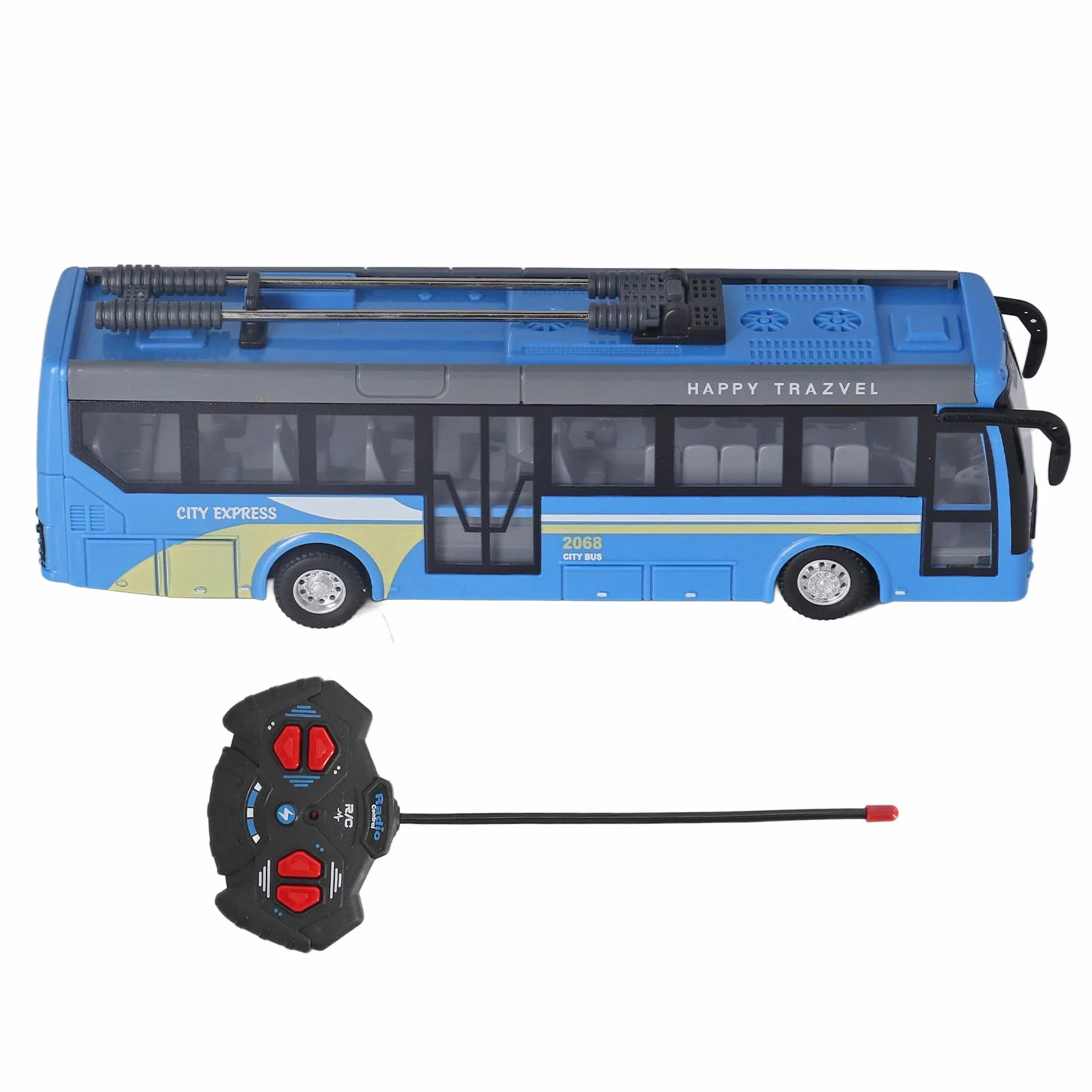 Juguete de Autobús de Control Remoto, Alta Simulación Todas Las Direcciones Que Conducen el Autobús Escolar RC Recargable para Niños(Azul)