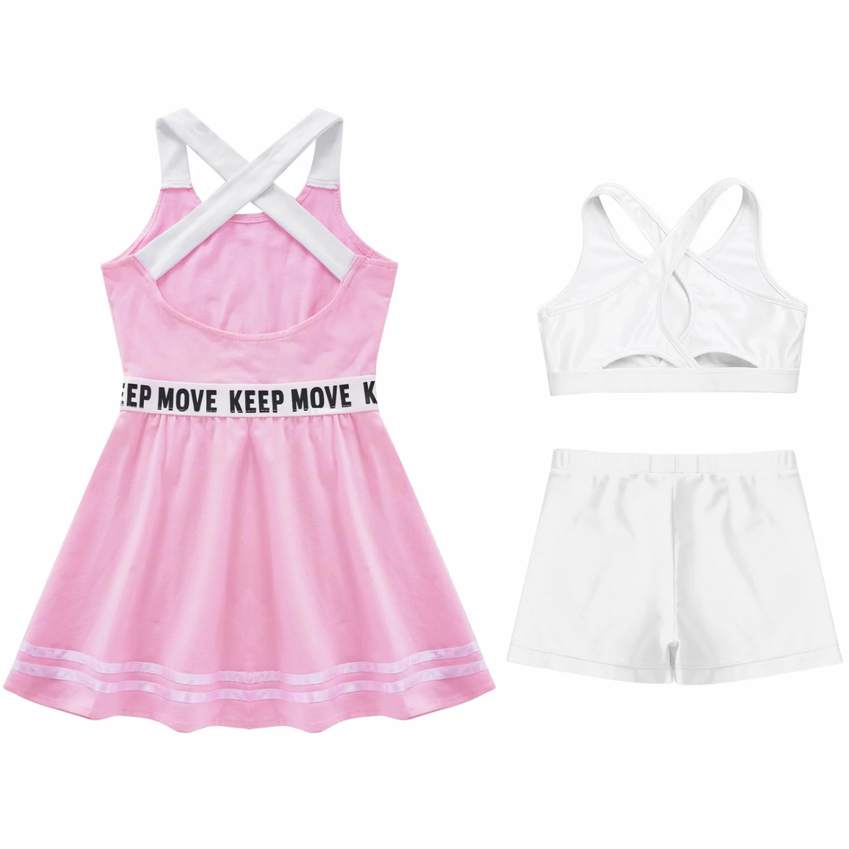 Vestido de tenis para niña con camisetas de tirantes y pantalones cortos, traje deportivo