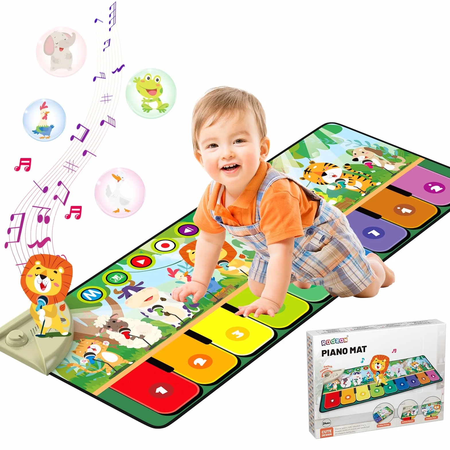 Rodzon Alfombra Musical Piano Bebé 1 Año,Juguetes Niños y Niñas con 19 Canciones y 10 Animales,Regalos Navidad Cumpleaños 1 2 3 Años