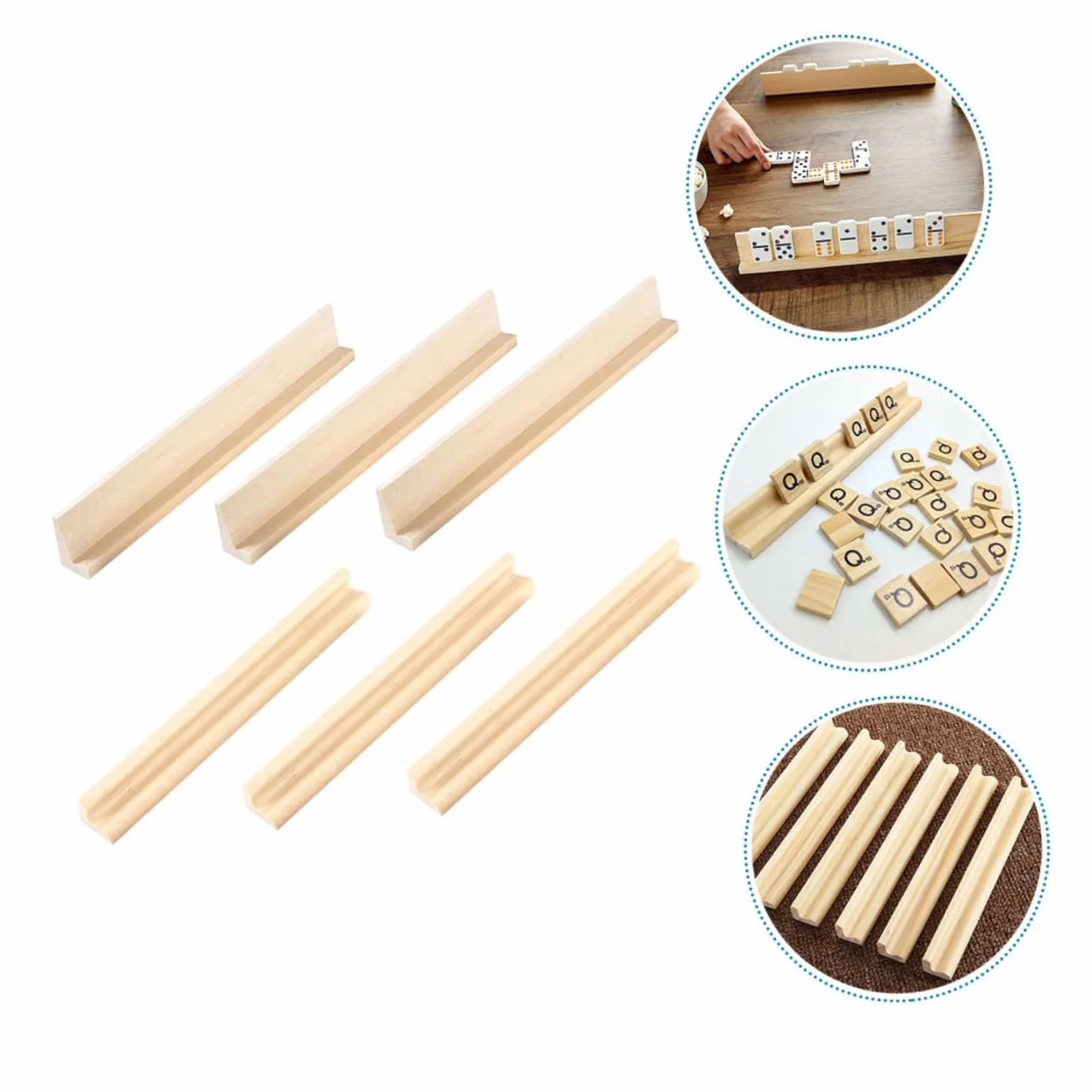 UPKOCH Bandejas de Madera para Dominó 6 Piezas Soporte para Tarjetero Combinación Libre para Desarrollo Manual en Hogar y Oficina