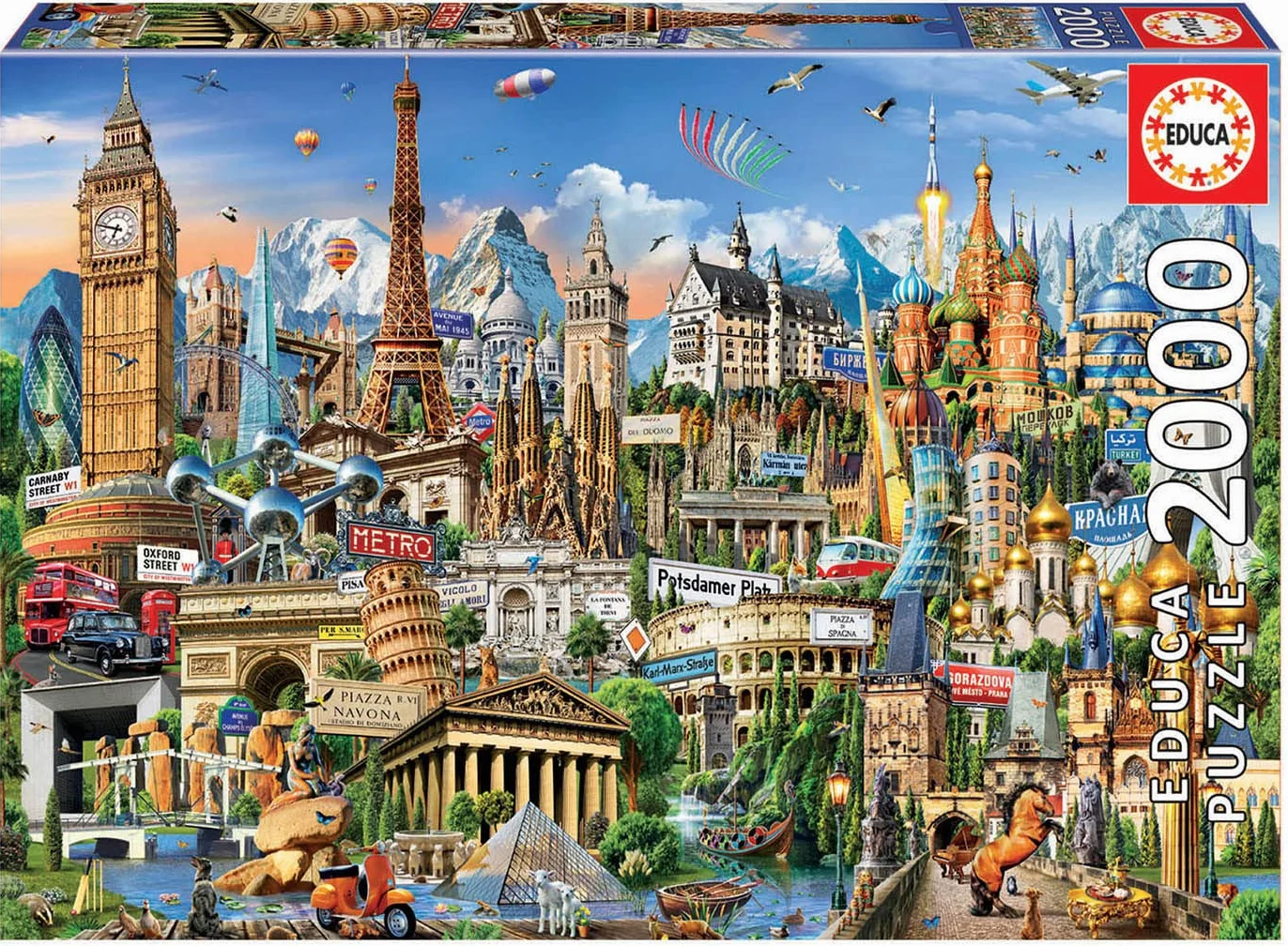 Educa - Puzzle de 2000 Piezas para Adultos | Símbolos de Europa. Incluye Pegamento Fix Puzzle. A Partir de 14 años (17697)
