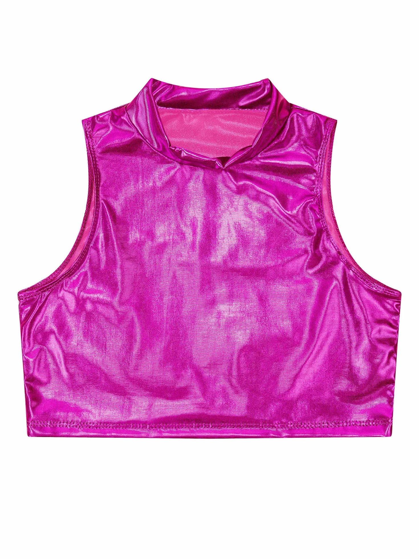 IEFIEL Crop Top Danza Brillante Niña sin Manga Camiseta Corta Deportiva Gimnasia Rítmica Yoga Fitness 2-16 Años