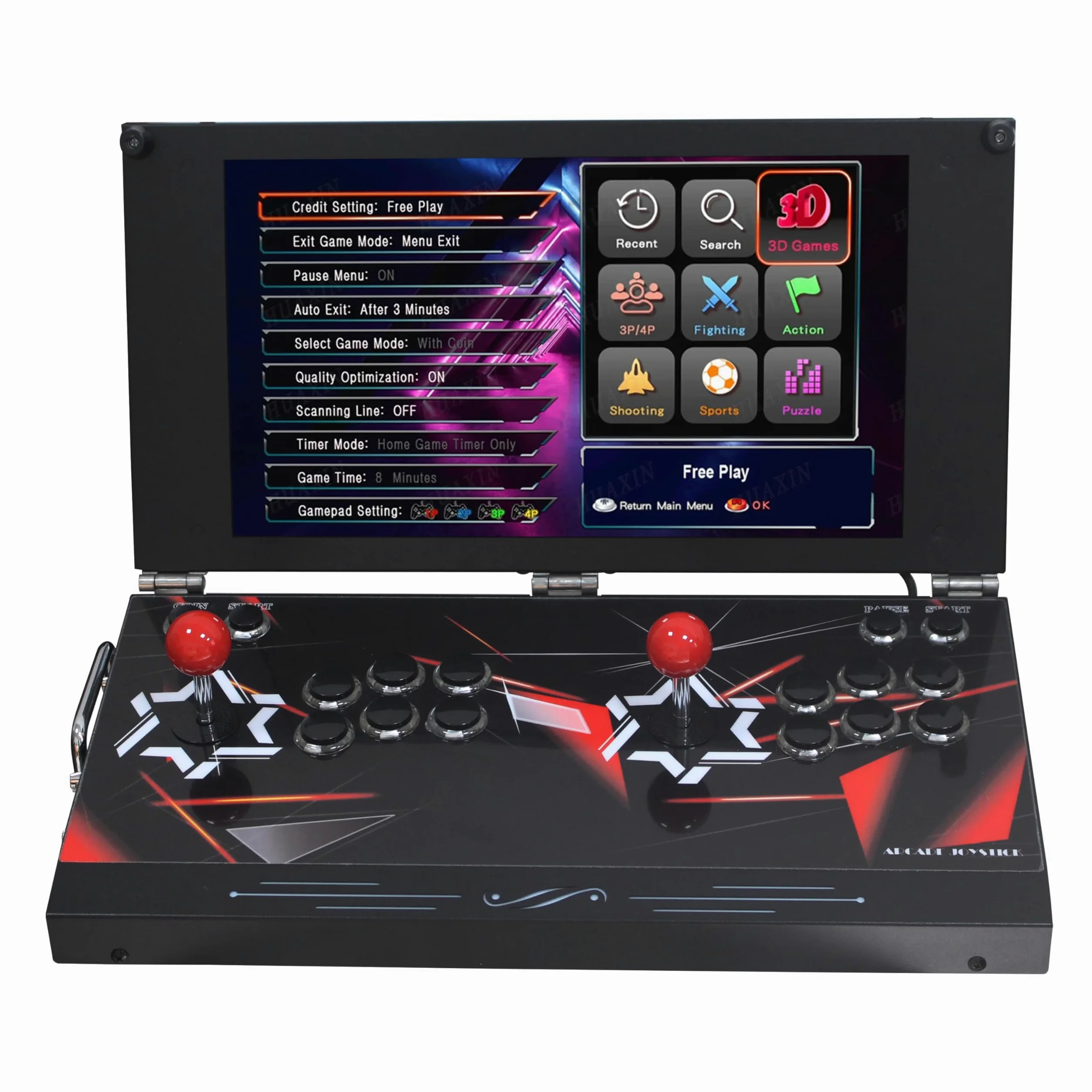 Consola de juegos portátil de arcade con pantalla HD de 17.5 pulgadas, colección de juegos retro, máquina de videojuegos portátil de doble jugador para entretenimiento en casa
