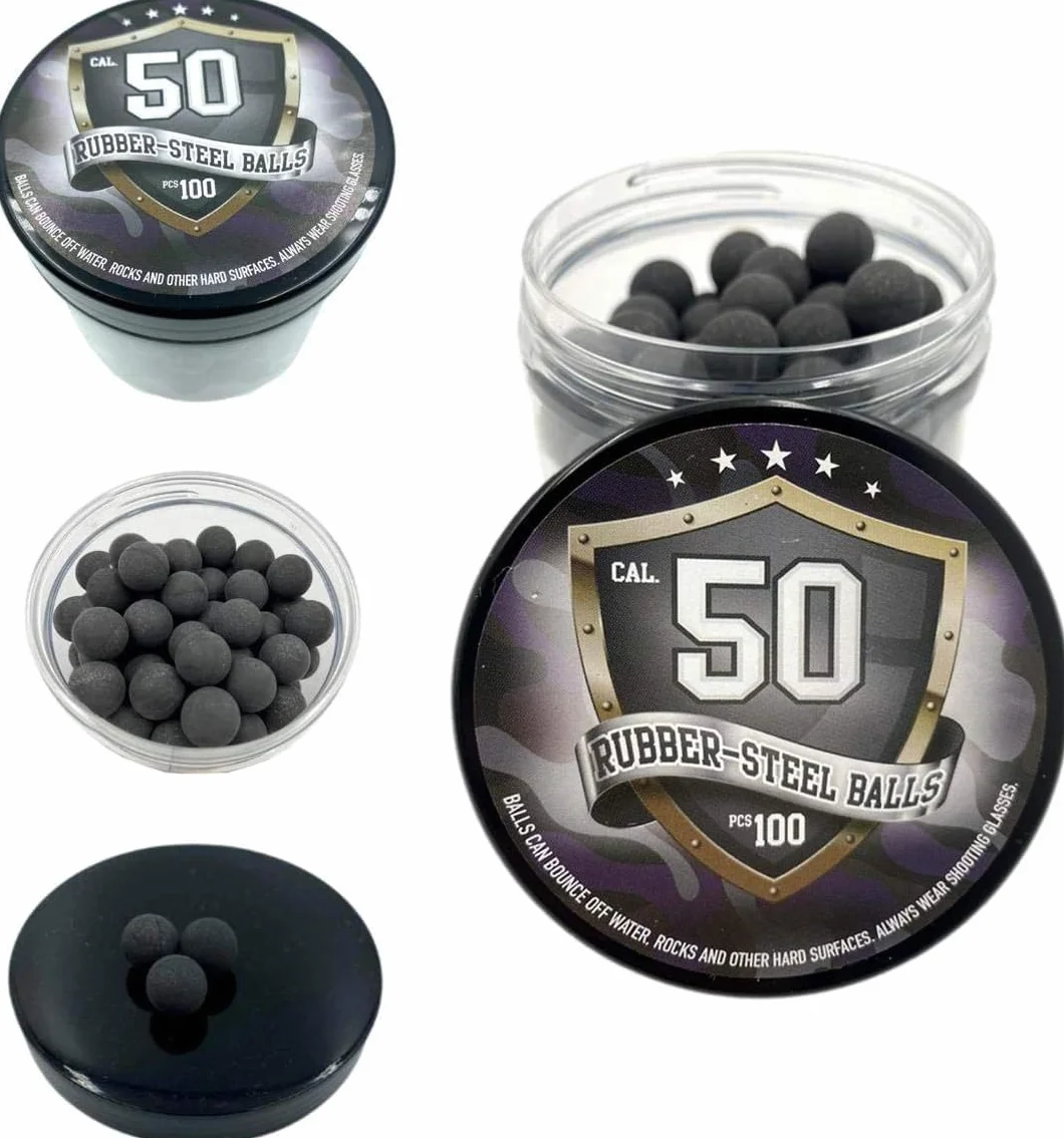 Bolas Acero de Gomma Maciza Ram Paintball Rubberballs HDR 50 T4E .50 Calibre 100 sztuk