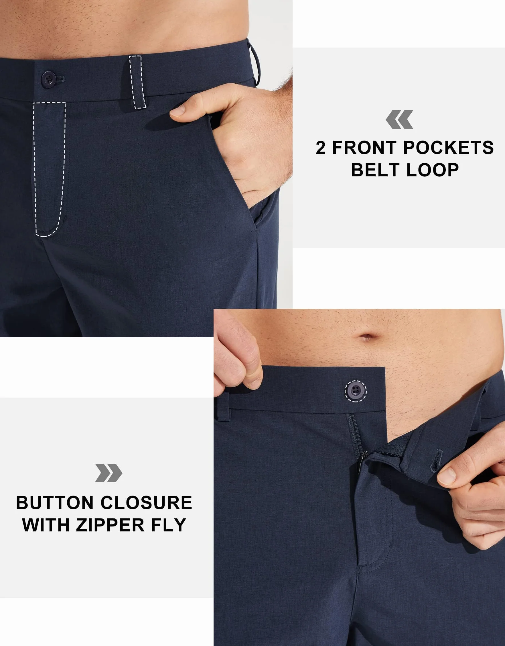 Libin Pantalón de Golf Hombre Elástico Slim Fit Ligeros Deporte Senderismo con Bolsillos