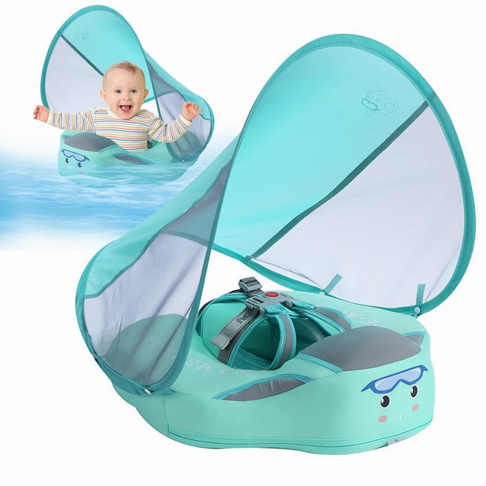 Flotador para Bebés para Natación Flotador Infantil para Piscinas | Flotador Estable con Sombrilla Protectora Solar para Viajes y Verano en Playa o Lago, para Bebés de 3 a 24 Meses