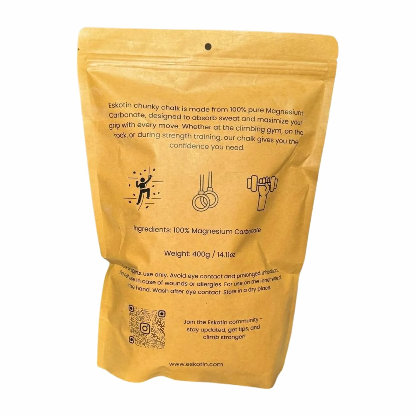 Magnesio para Escalada 400g Chunky Chalk Carbonato de Magnesio Puro Máximo Agarre