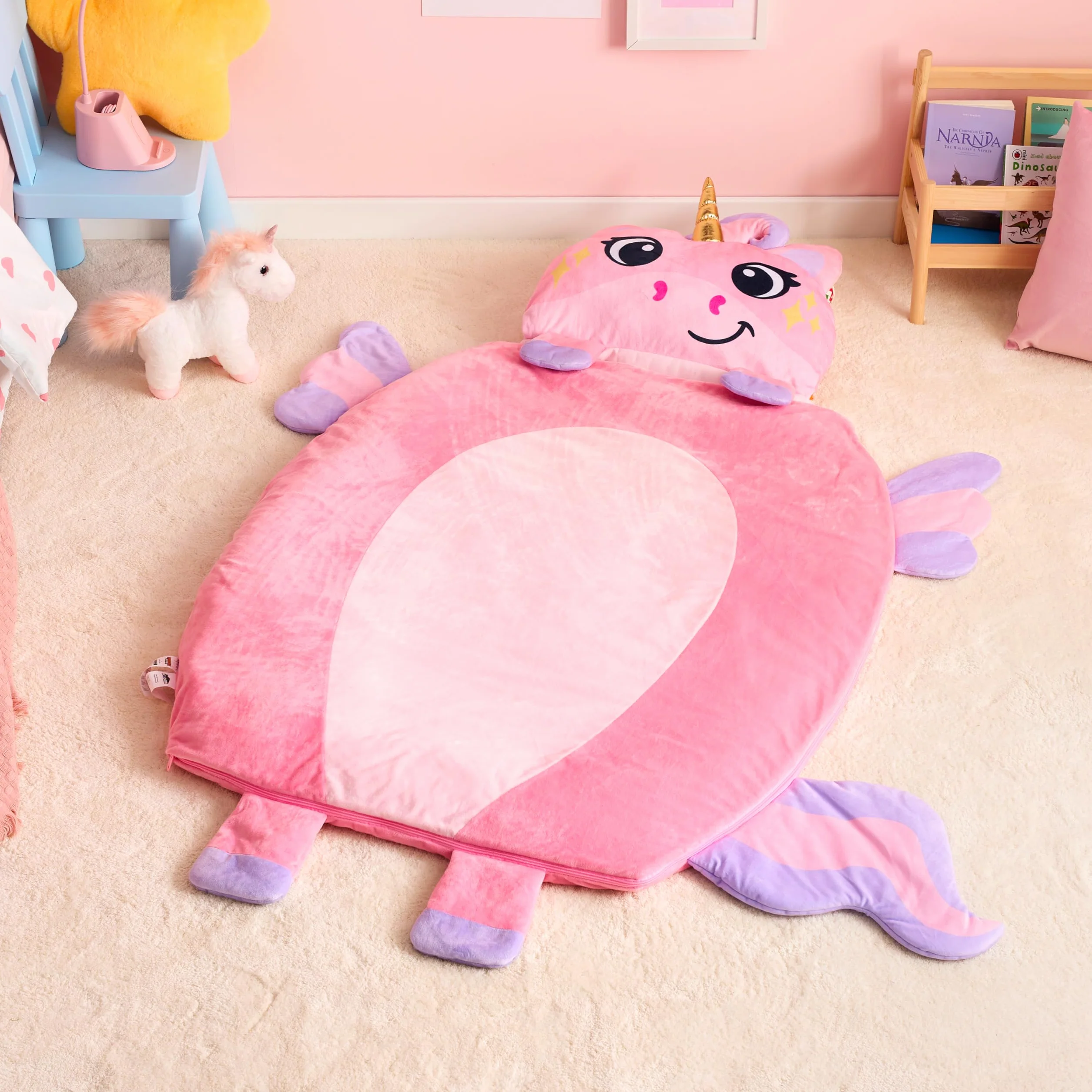 JOIEDOMI -Colchoneta para Siesta para niños pequeños de 152 x 99 cm con Almohada y Manta para niños en Edad Preescolar a Partir de 3 años - Saco de Dormir para niños