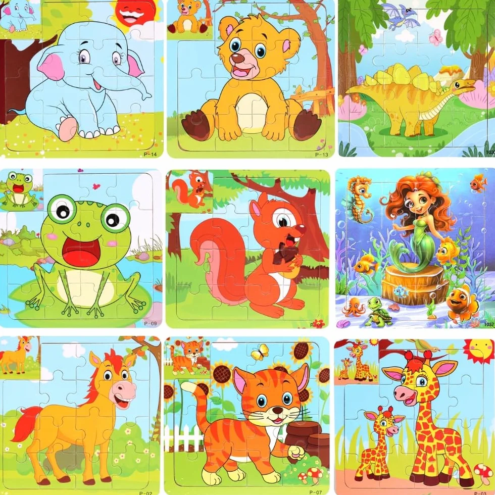 Puzzles Niños de Madera 18 PCS, Regalos Cumpleaños, Mini Juegos, Sorpresas, Envase Individuales