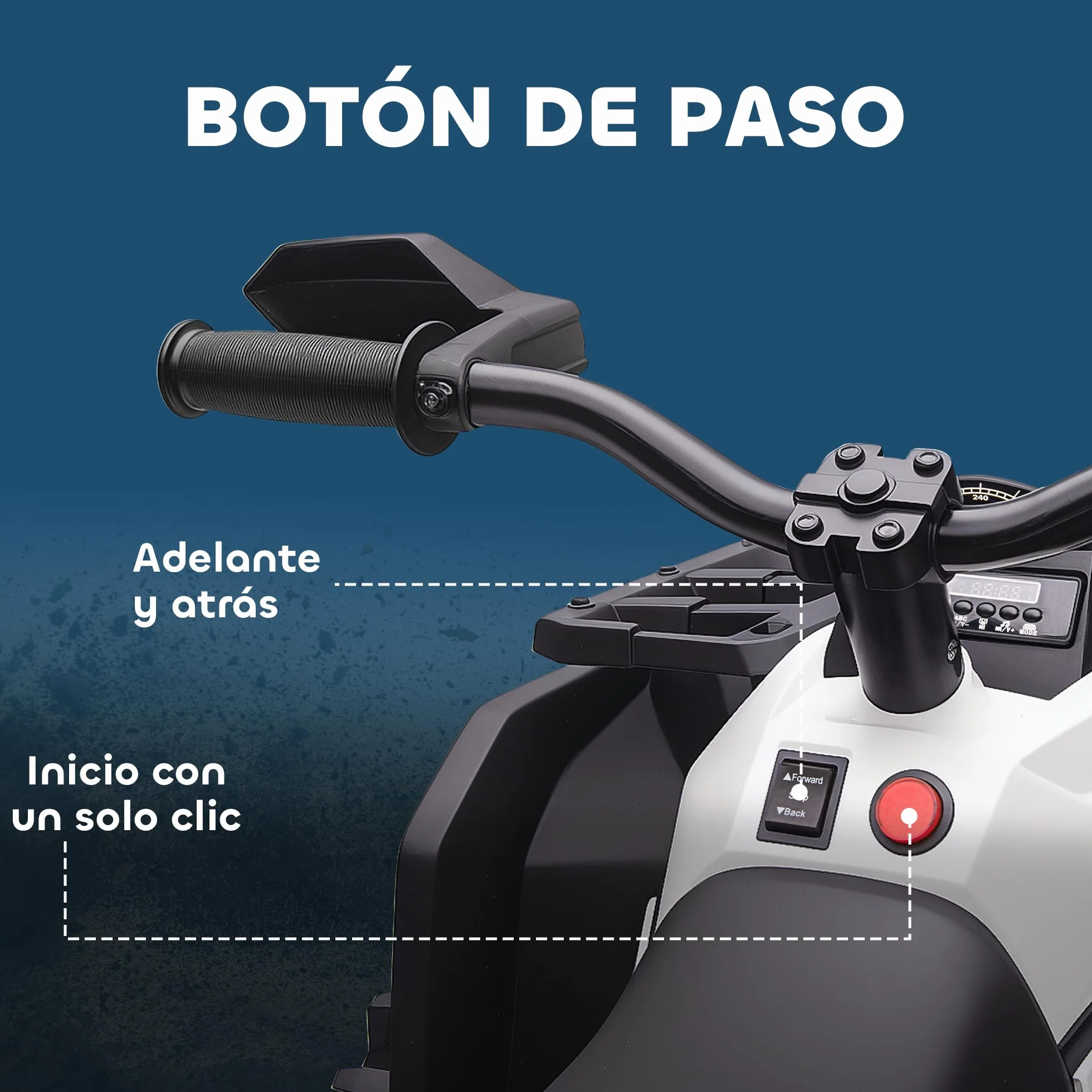 HOMCOM Quad Eléctrico para Niños 12V 10AH 2 Motores 3–8 km/h LED MP3 USB Blanco
