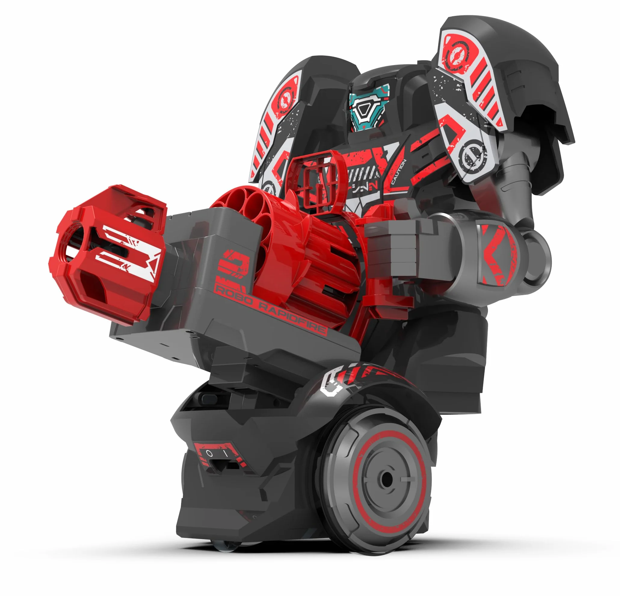 YCOO Robo Rapidfire, Robot con Luces led en la Cara y Efectos de Sonido, 2 Formas de Juego, dirigida y autónoma, dispara Dardos Desde el Mando, Funciona con Pilas, Bizak (62008528)