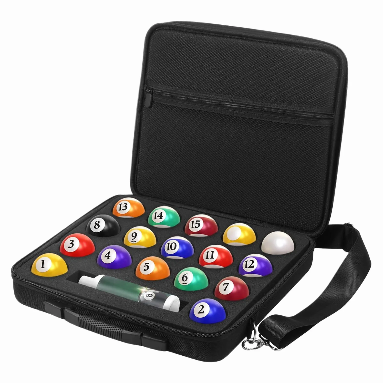 Pool Ball Case EVA Large Capacity Portable Organizer Padded Billiard Carrying Bag for Travel Training