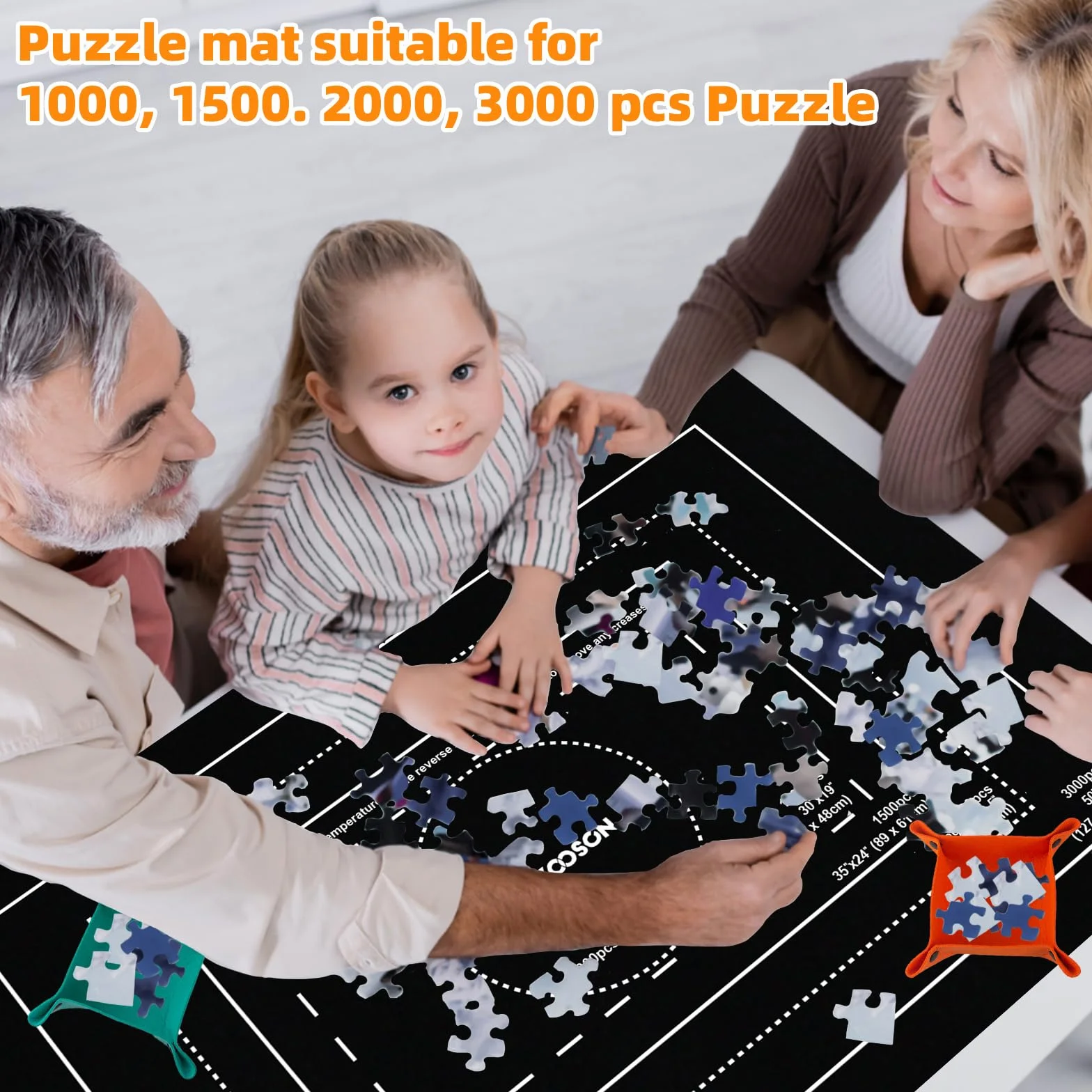 MOZOOSON Tapete Puzzle 3000 Piezas, Mat Roll Up Pad, Estera Portátil