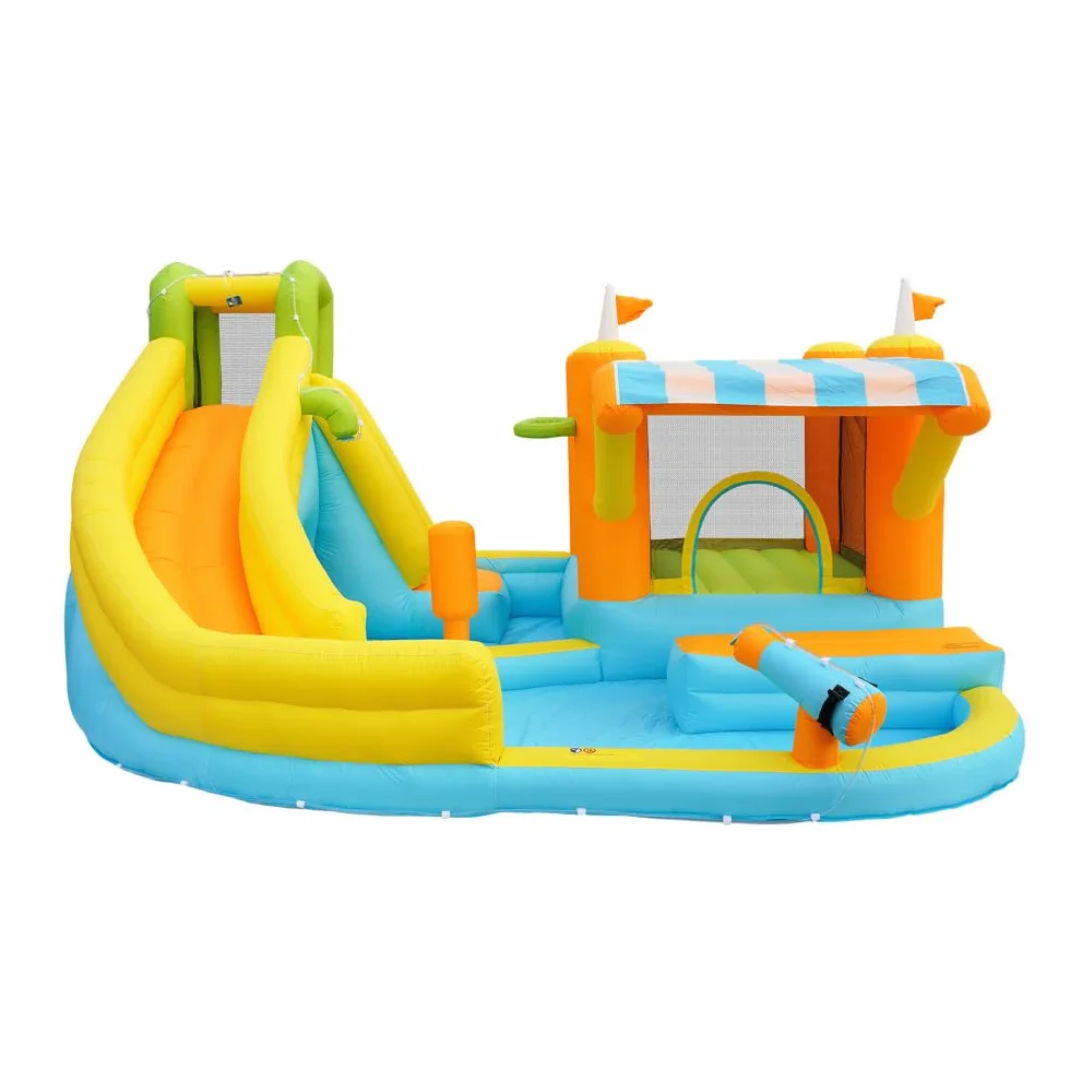 Castillo Hinchable con tobogán acuático y Piscina, Castillo Hinchable de Juegos acuáticos para Exteriores, Parque Infantil acuático con Ventilador, Juguete Hinchable Grande para niños (433x375x165cm)