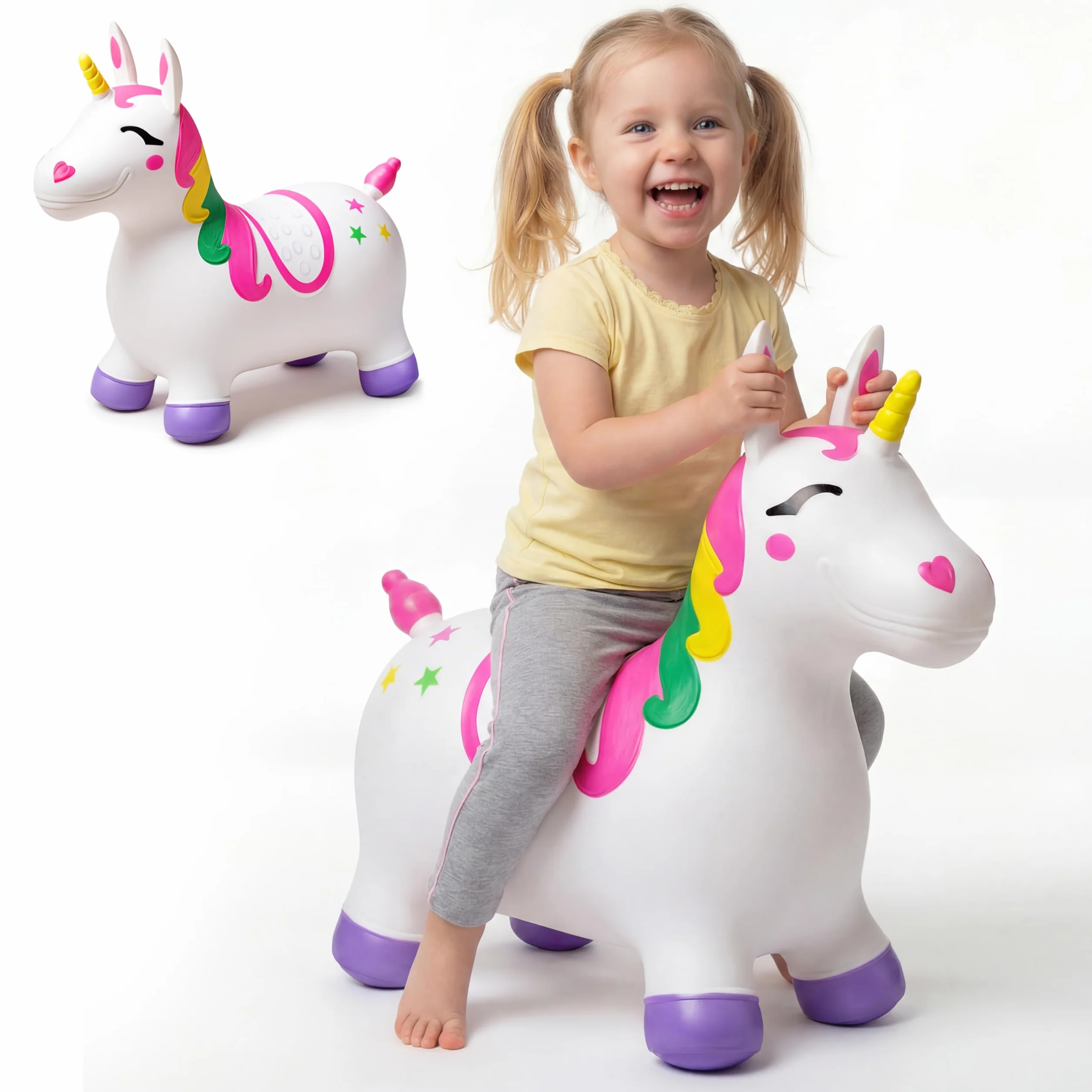 JOYIN Unicorn Bouncy Horse Kids Ride On Toy, Hopper Unicornio, Hopping Animal Toy for Toddlers Boys Girls Indoor Outdoor Bouncing Riding Activities