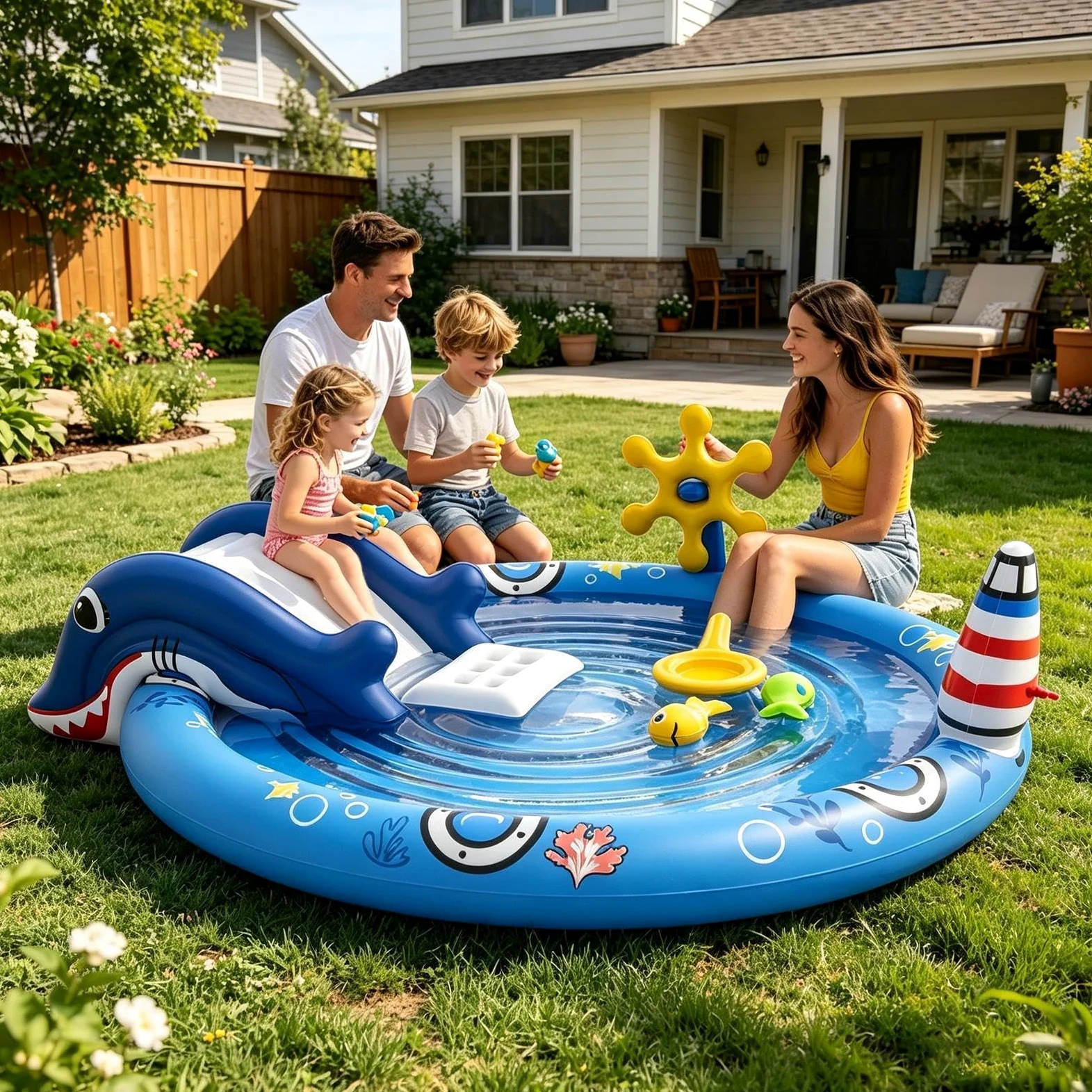 Piscina Hinchable Infantil Colchoneta Hinchable Divertida y Adorable | Colchoneta de Natación para Niños Para jugar con agua en verano al aire libre jardín patio terraza parque casa vacaciones