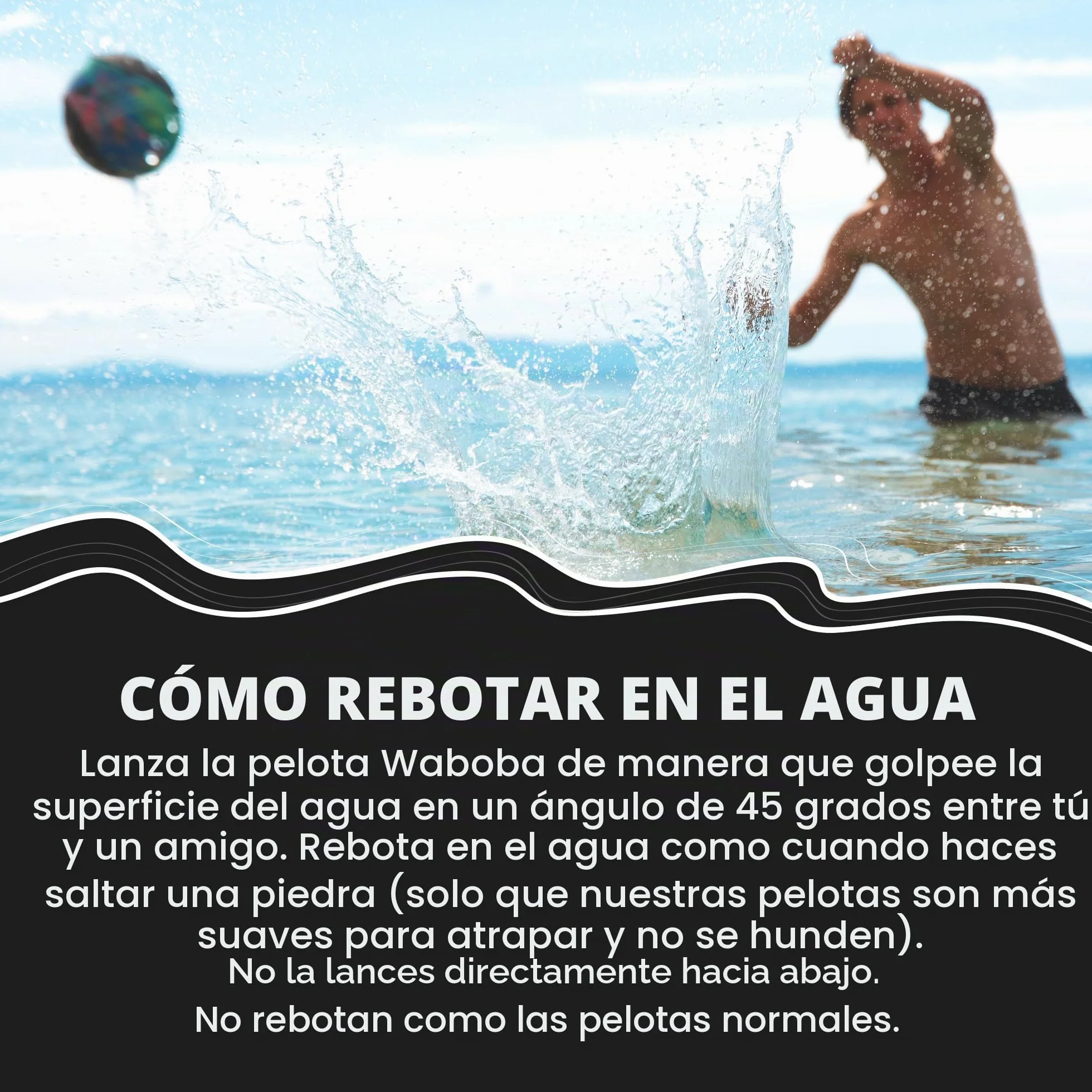 Waboba AZ-101-WS Pro - Bola de Rebote de Agua, Rayas onduladas, Talla única
