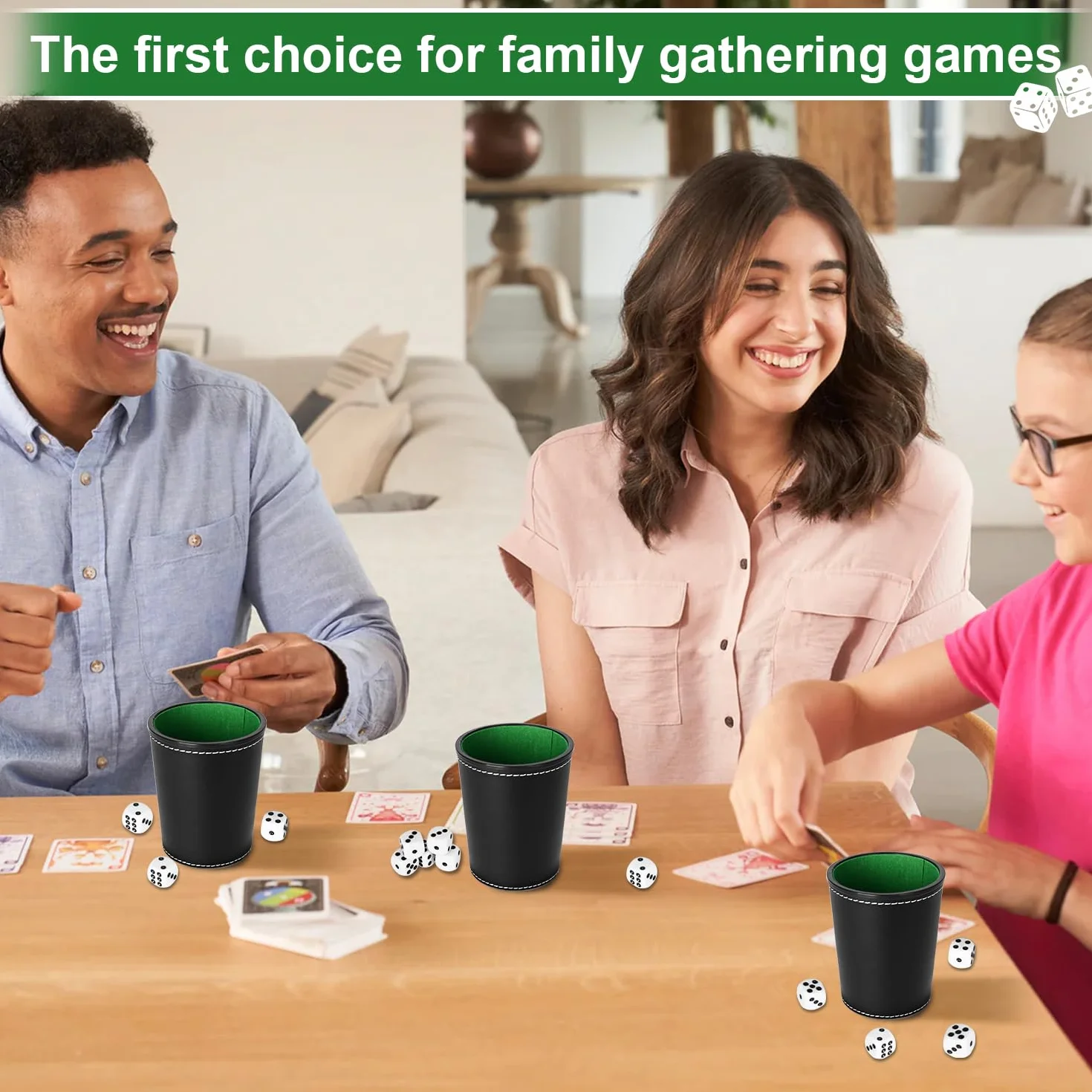 6 Piezas Juego de Tazas de Dados de Cuero con 36 Dados para Juegos de Mesa,Juegos de Fiesta y Reuniones Familiares