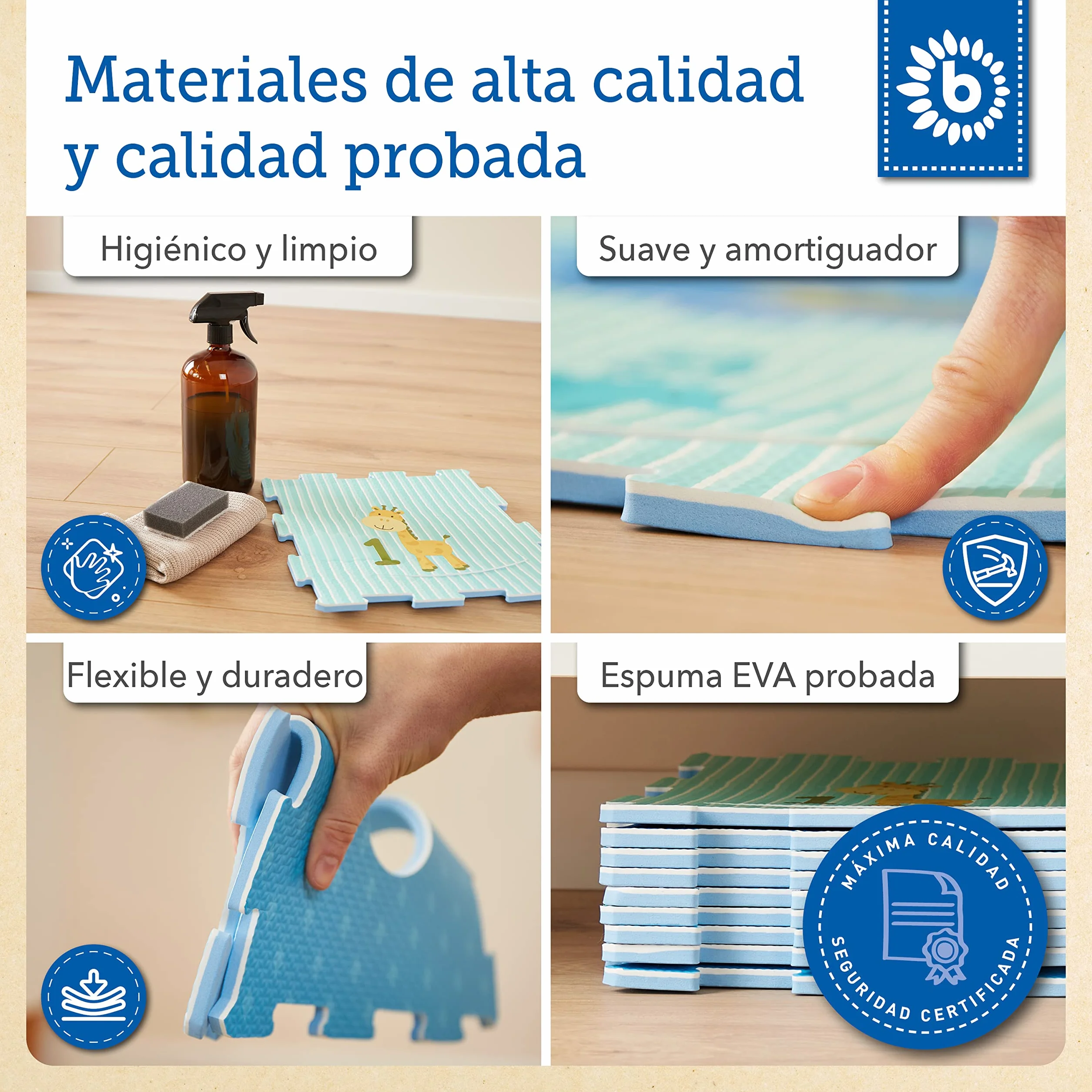 Bieco Alfombra Puzzle Bebé Acolchada Grande Goma EVA Suelo Infantil
