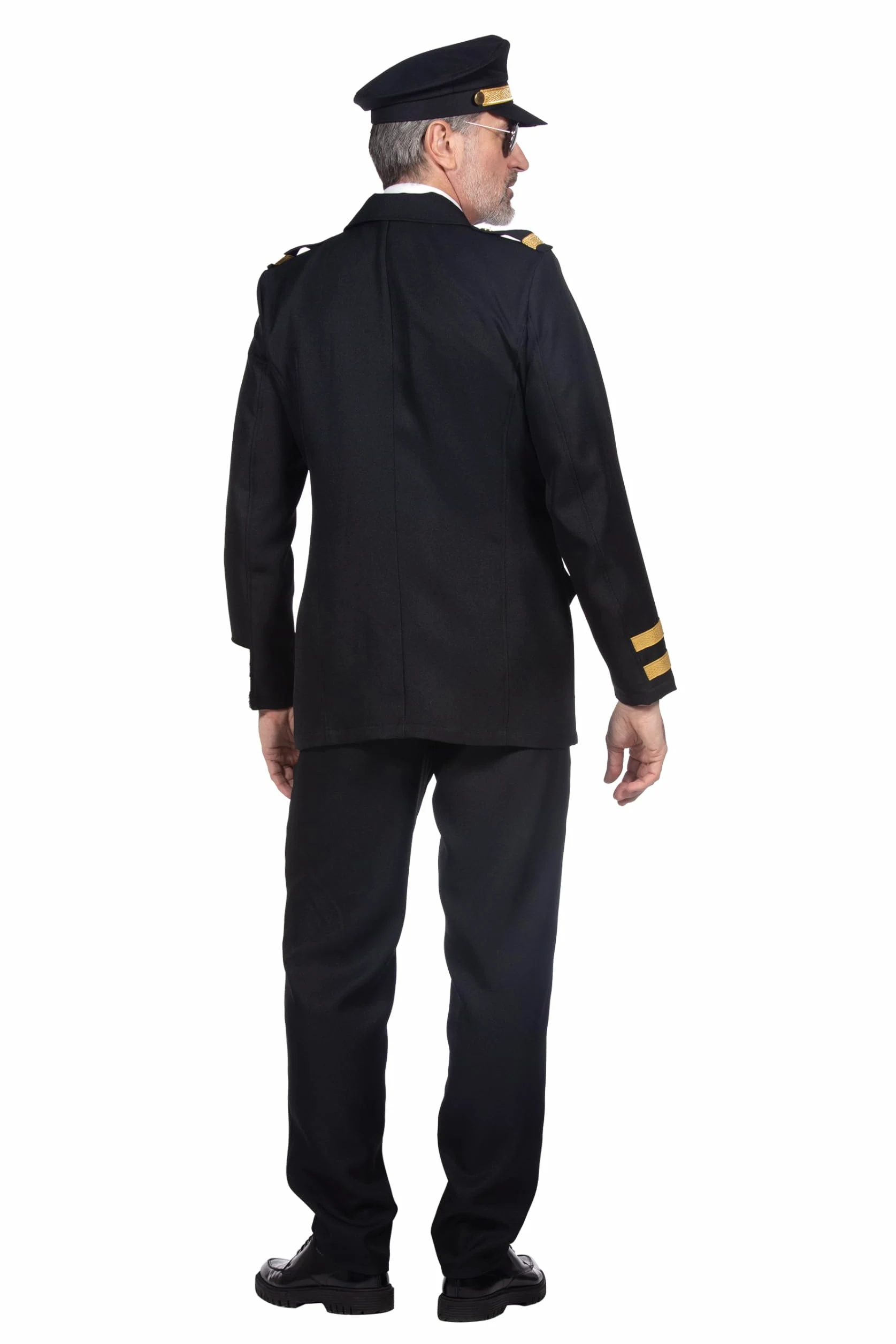 Wilbers&Wilbers 330467 - Disfraz de piloto para Hombre, Traje de piloto en Negro, capitán, para Carnaval
