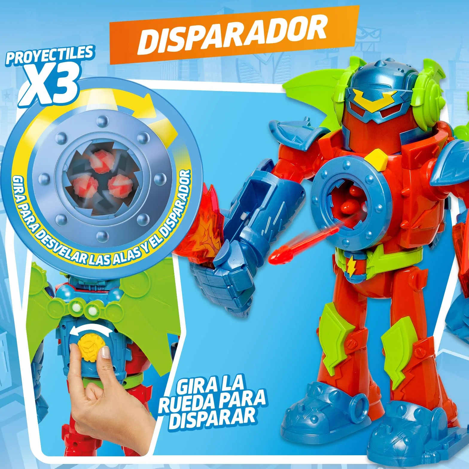 SUPERTHINGS KAZOOM Power Titan Fury Robot z Espada, Escudo, Alas y Disparador
